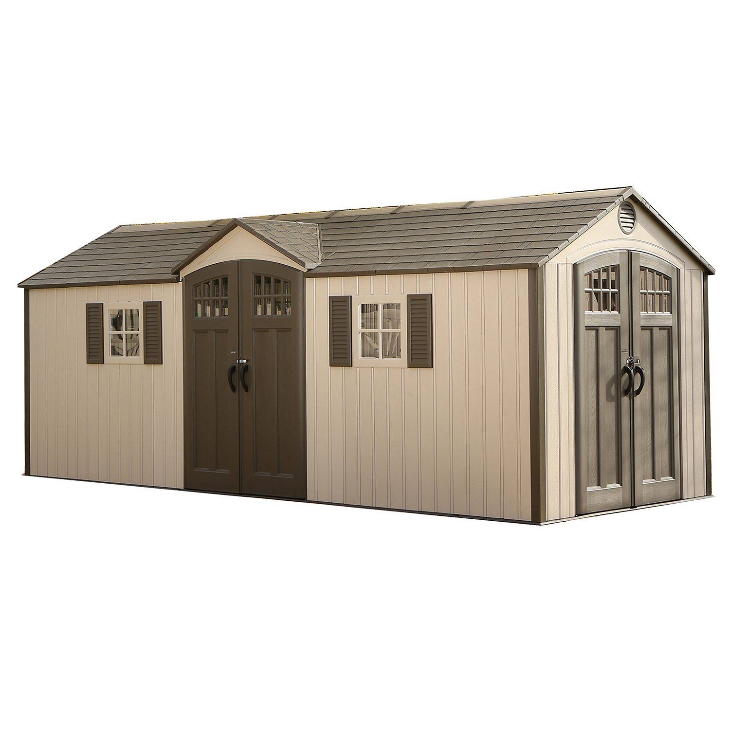 Lifetime 20' x 8' Outdoor Storage Shed Building Brown
