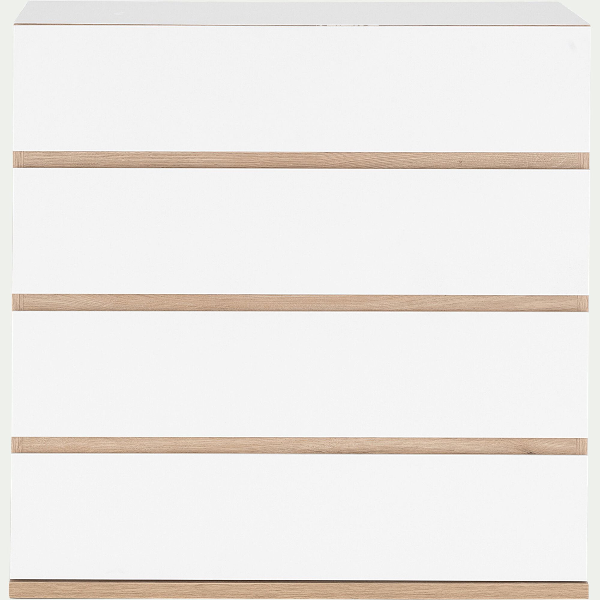 NESTOR - Commode module 4 tiroirs en bois effet chêne H94XL94cm - blanc