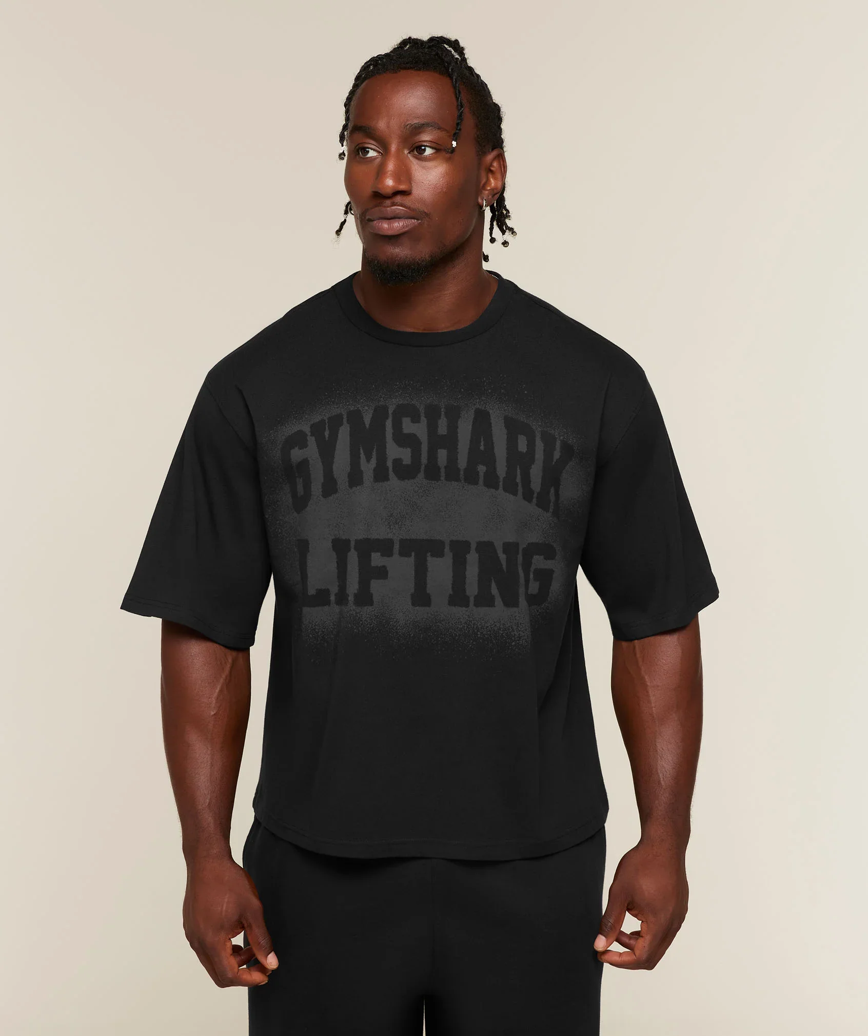 Faded Lifting Graphic T-Shirt - Black