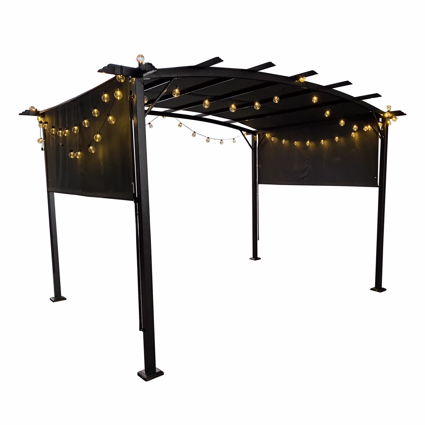 12 x 9 Ft Outdoor Pergola Patio Gazebo, Retractable Shade Canopy, Steel Frame Grape Gazebo, Sun Shelter Pergola for Gardens, Terraces, Backyard, Gray