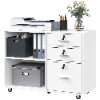 3 Drawer Wood Lateral Filing Cabinet with Locks, Printer Stand Storage File Cabinet with Shelves for Home Office, White(Black) Image 10