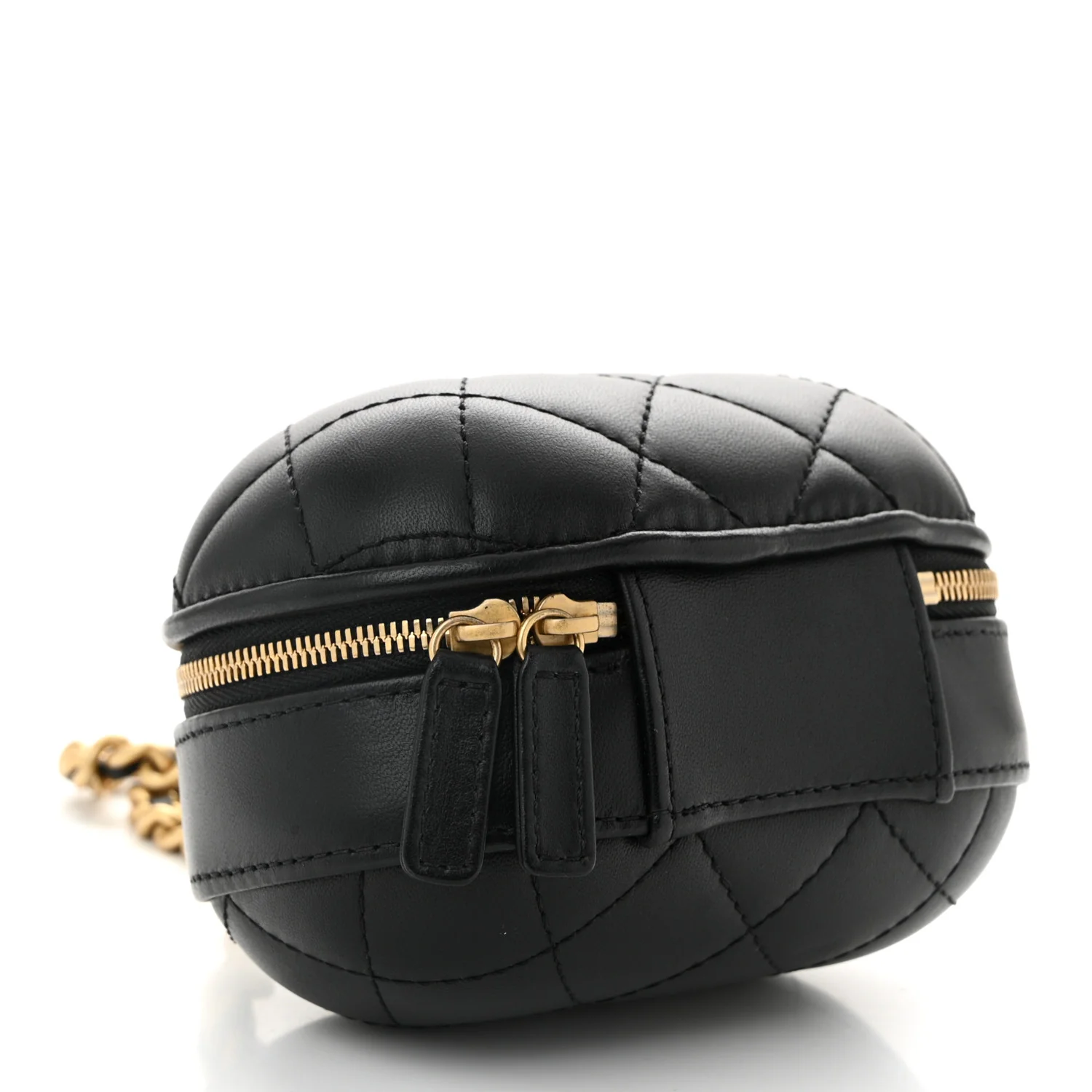 Lambskin Quilted CC Bubble Vanity Case With Chain Black