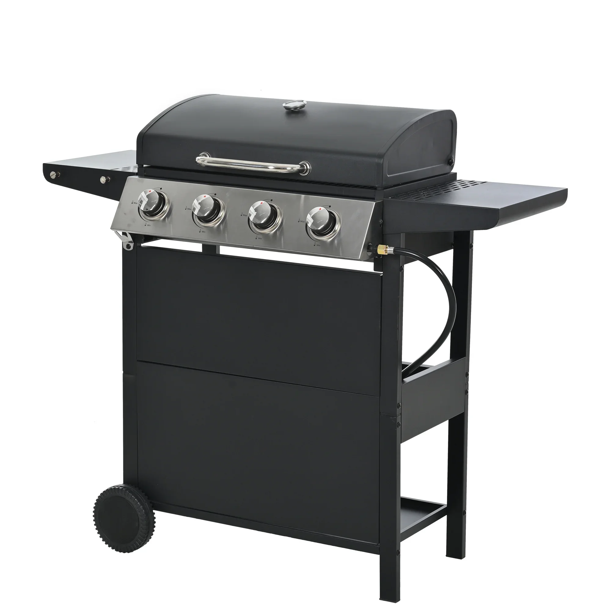 Highsound 3 Burner BBQ Propane Gas Grill, Stainless Steel 25650 BTU Patio Garden Barbecue Grill with Thermometer, Black