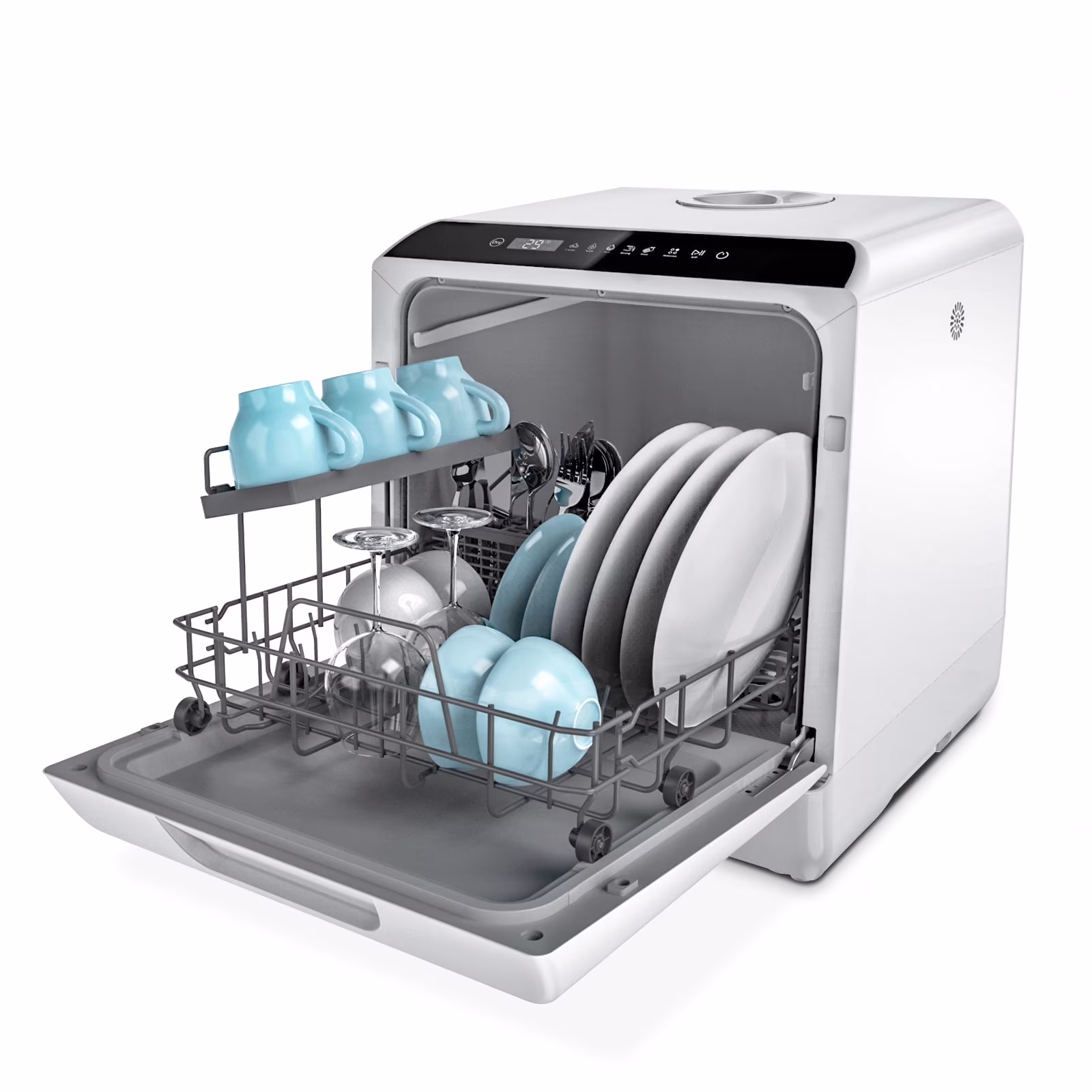 Portable Countertop Dishwasher, 5 Washing Programs, 5L Built-in Water Tank and Air-Dry Function, HMX-DW03(Glass Door) - Image 3