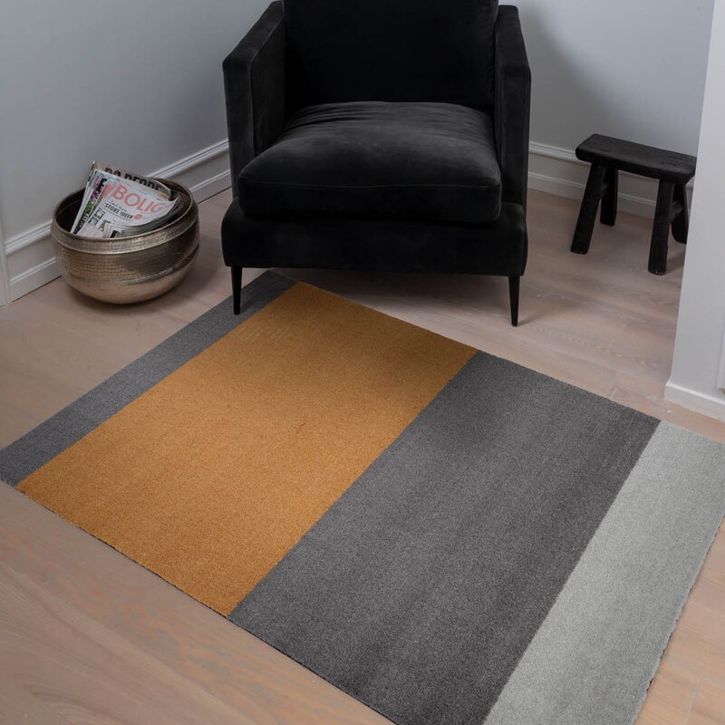 Stripes horisontal gulvmatte 130x90 cm dijon/grey