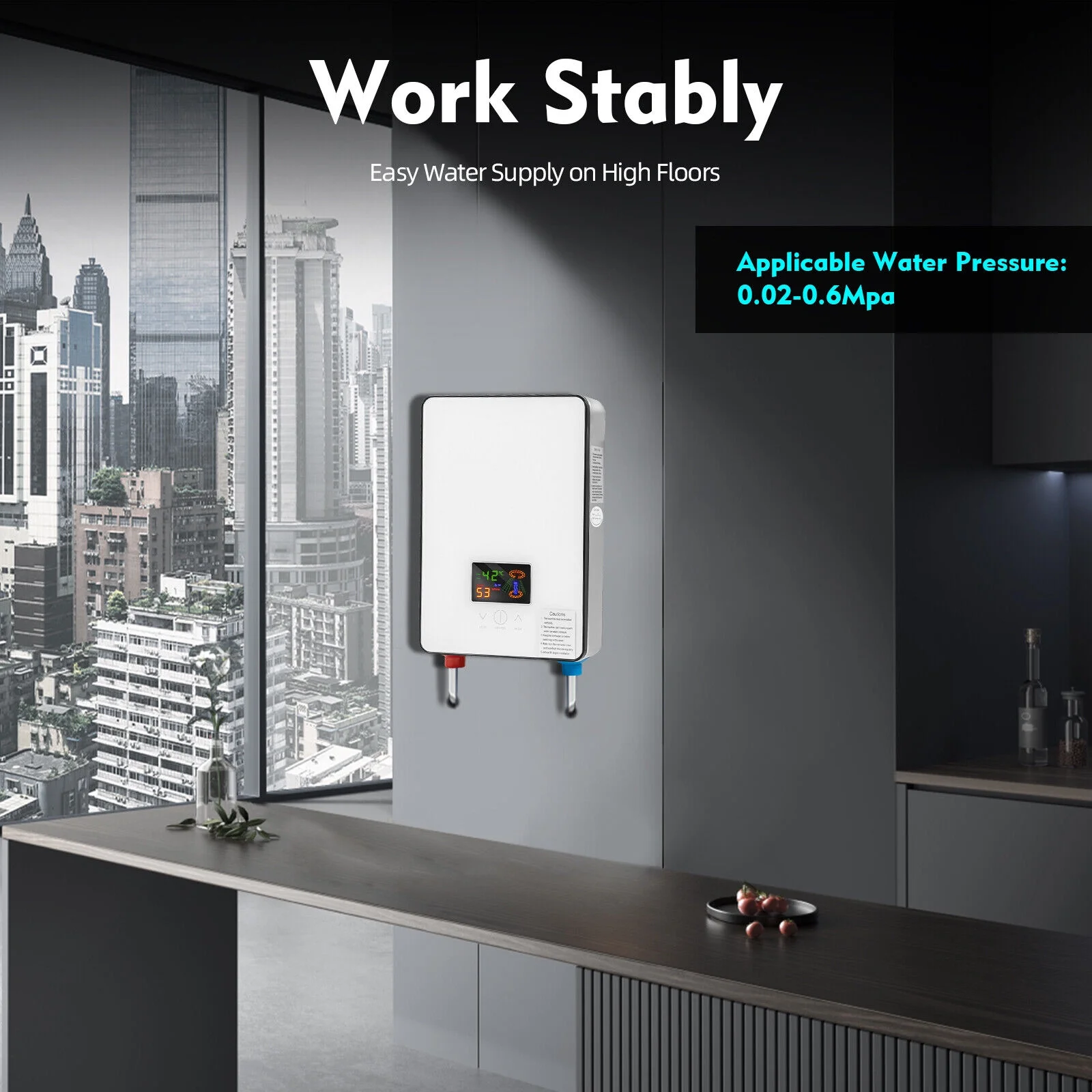 4500W Whole House Electric Water Heater Tankless Instant Water Heater with Shower Head 110V 30 - 55