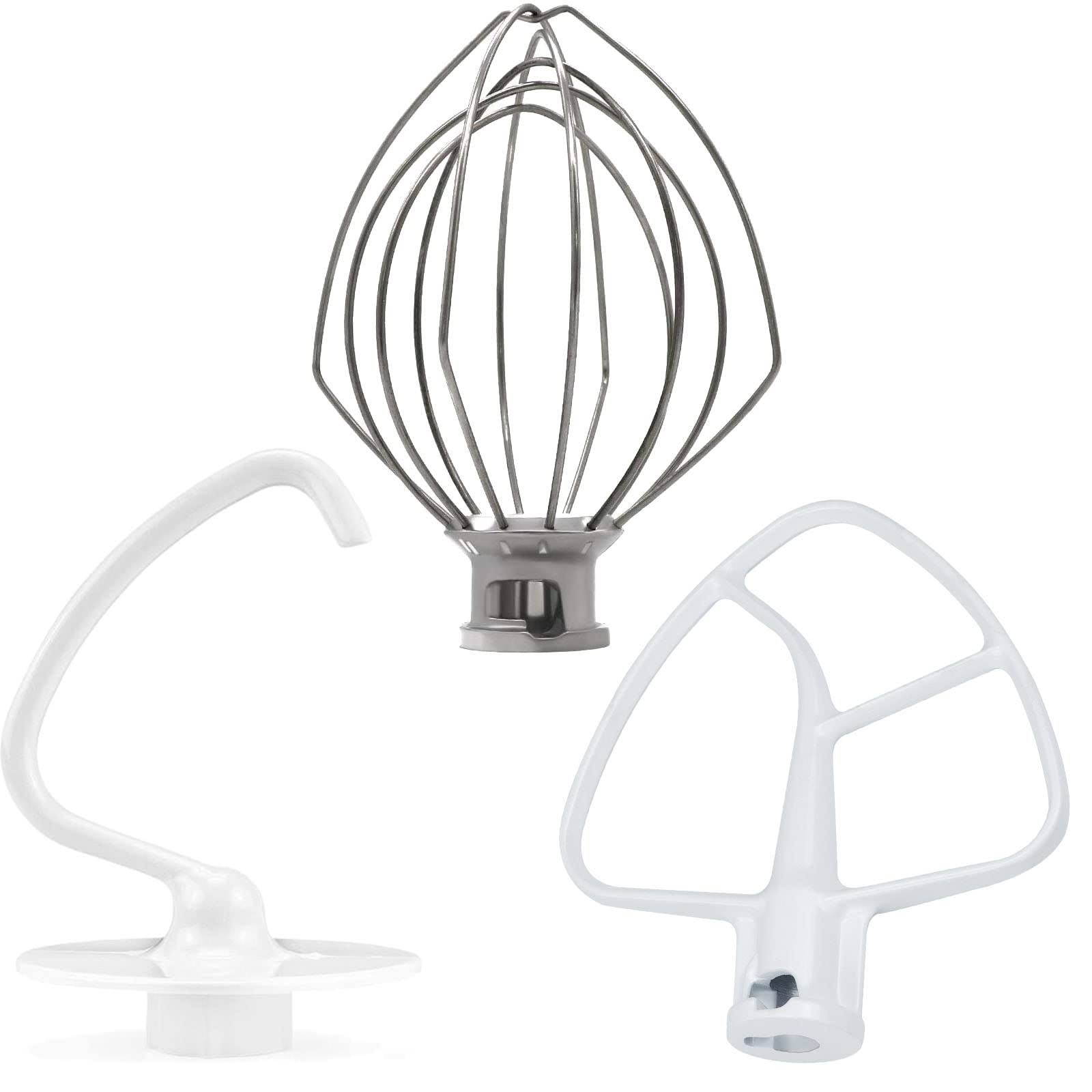 AMI Parts Kitchen Mixer Attachment Coated Flat Blade Paddle K45B/ Wire Whip K45WW/ Dough Hook K45dh, 3 Pieces Stand Mixers Repair Set for Kitchen