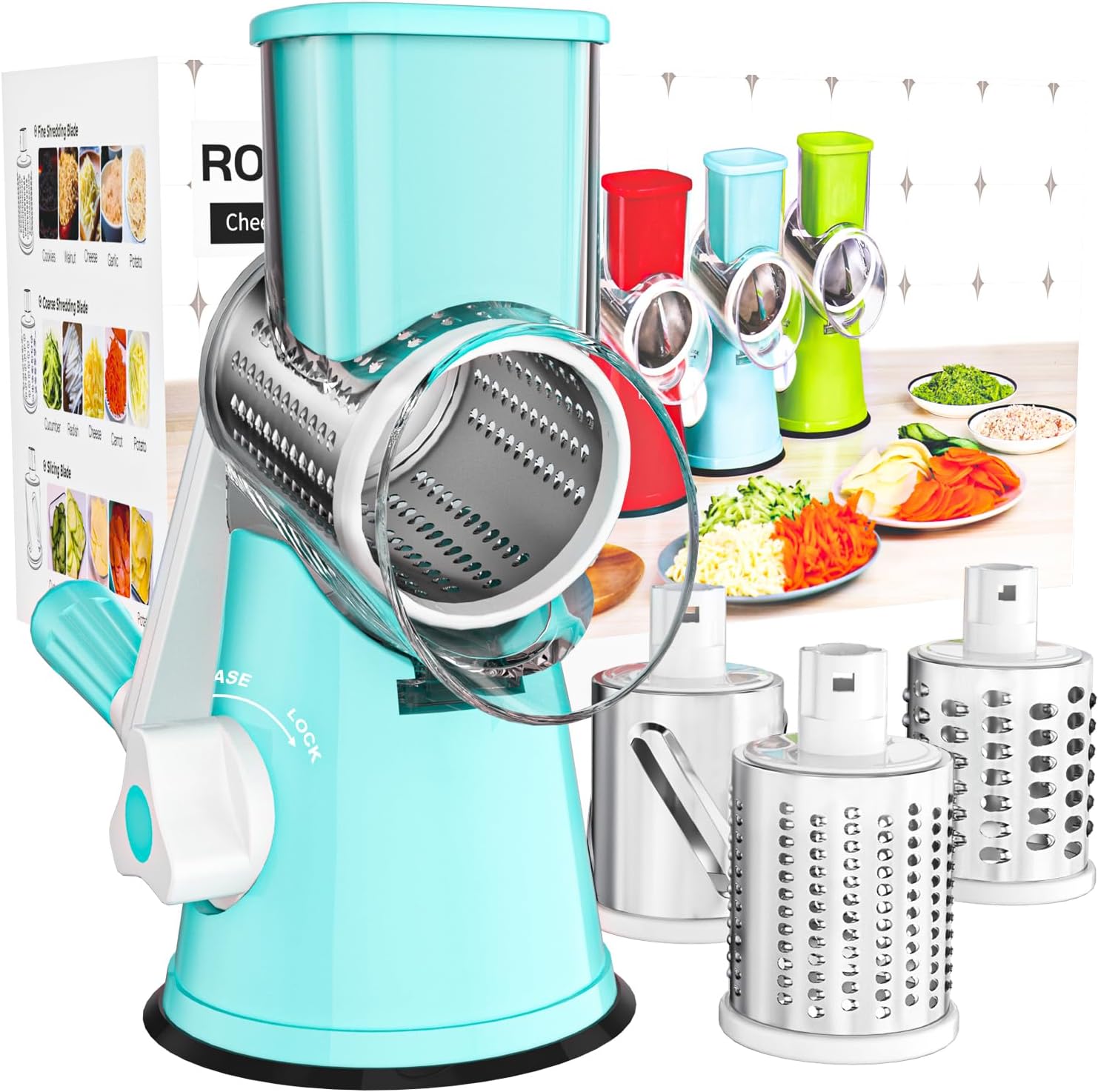 Cambom Rotary Cheese Grater Hand Crank Cheese Shredder, Black