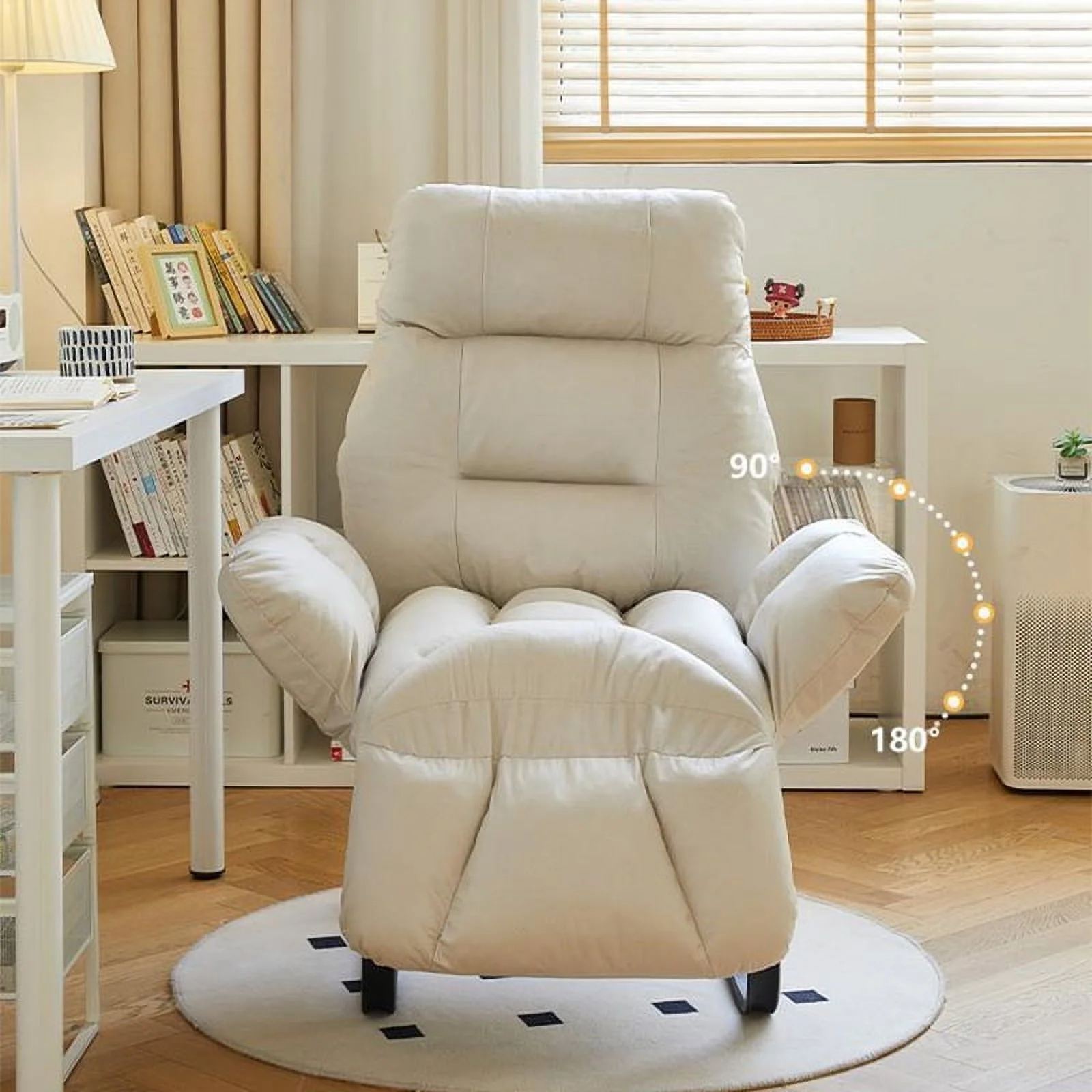 Recliner Armchair with Adjustable Backrest,White(White) - Image 10