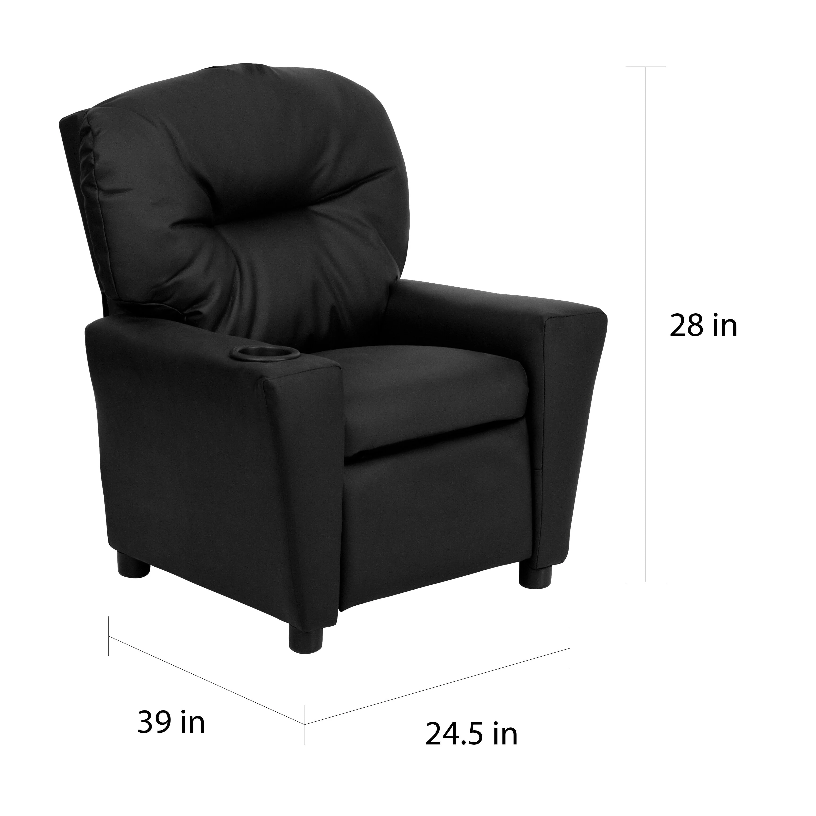 Lancaster Home Contemporary Kids Recliner with Cup Holder Brown Microfiber(Beige Vinyl) Image 7