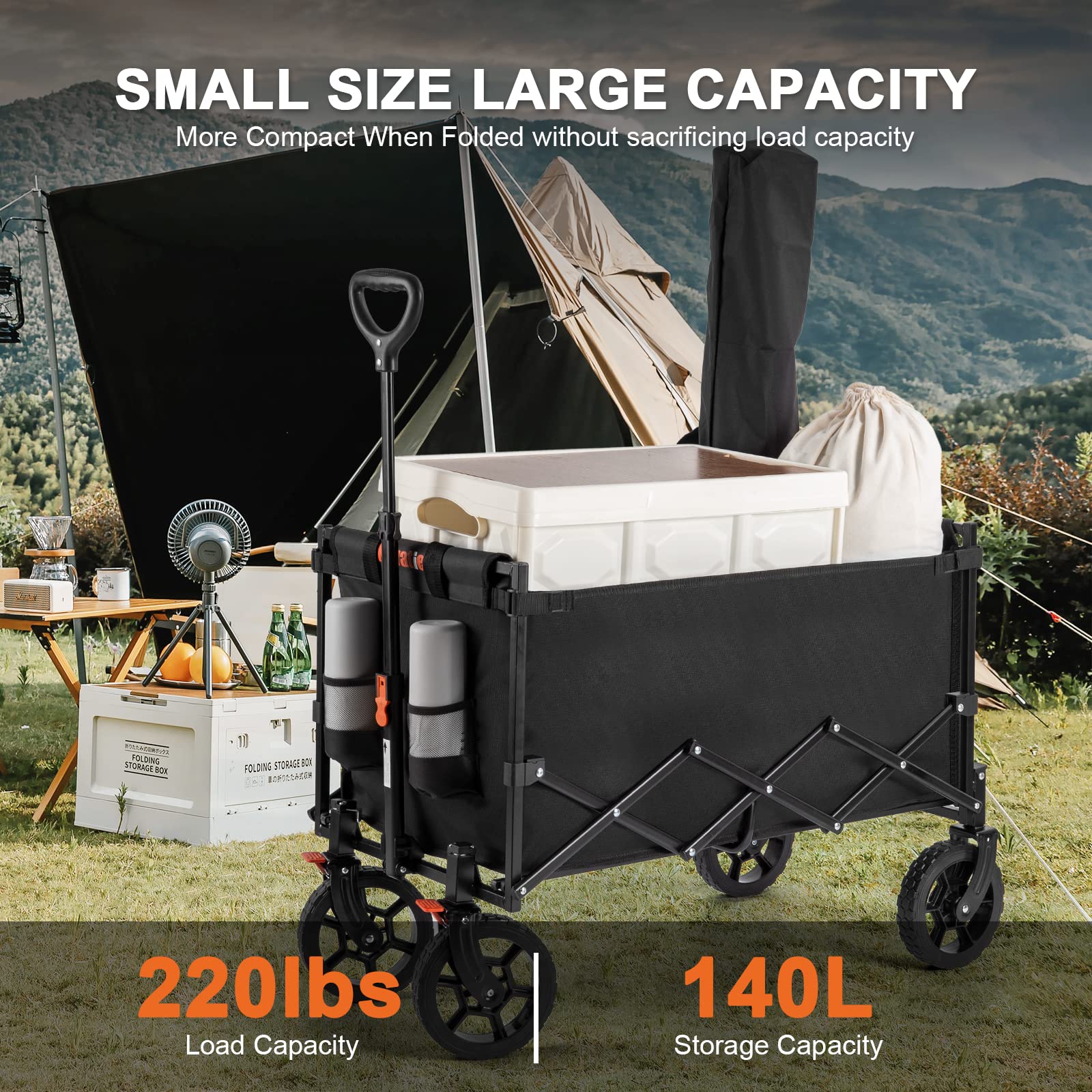 Navatiee Wagon Cart Heavy Duty Foldable. Collapsible Wagon