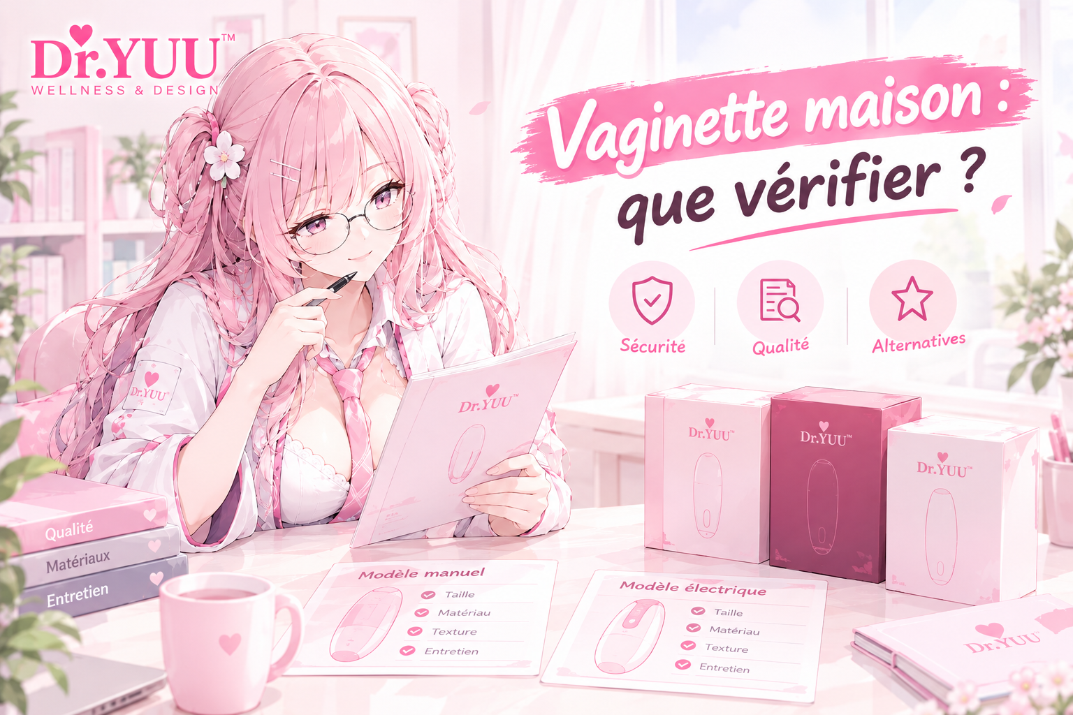 Illustration en rose et blanc sur les risques d’une vaginette maison et la comparaison avec des modèles finis