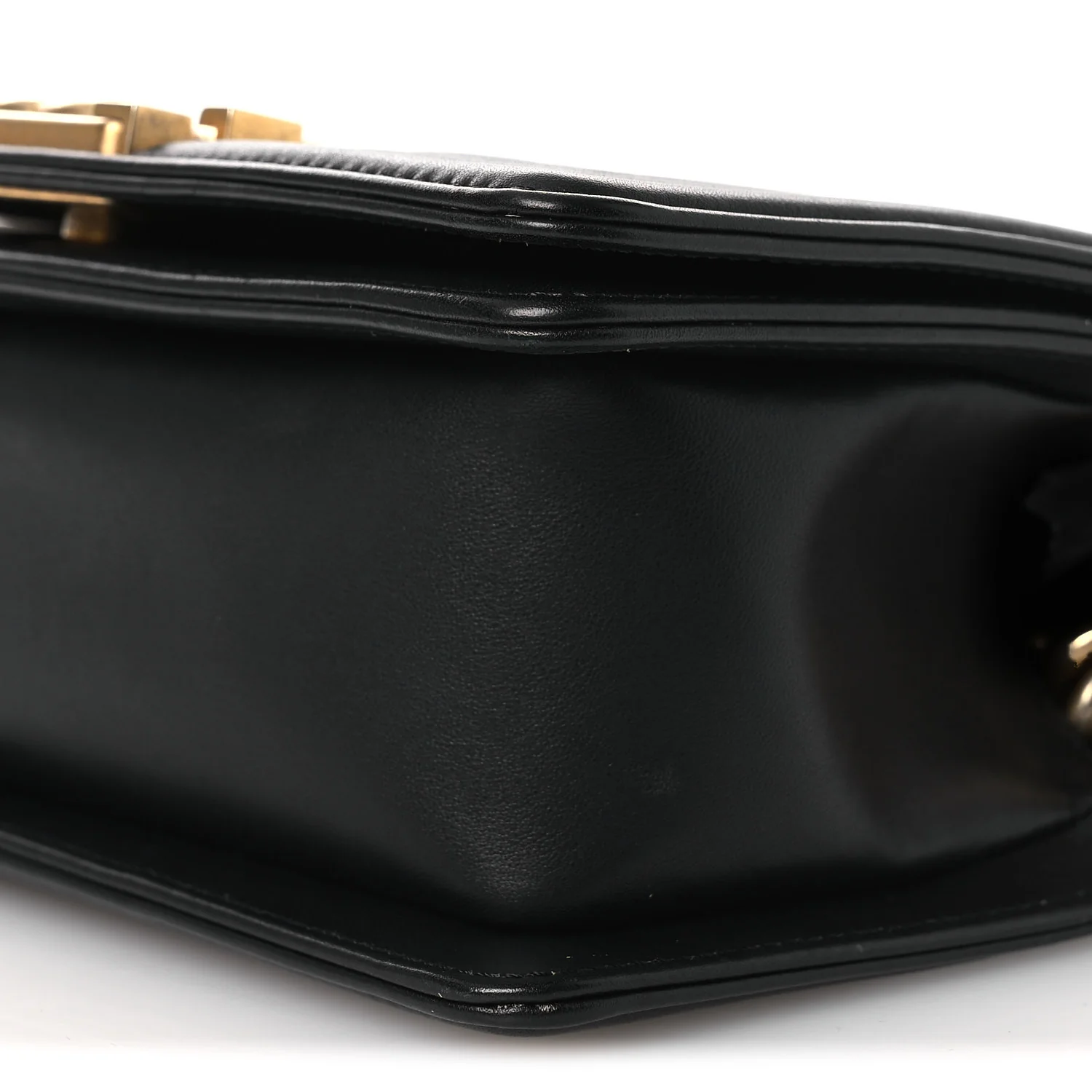 Calfskin Chevron Quilted Medium Boy Flap Black