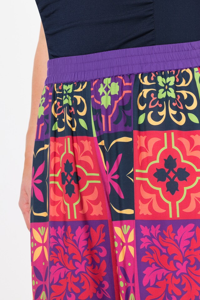 Tile Print Wide Leg Palazzo Pants