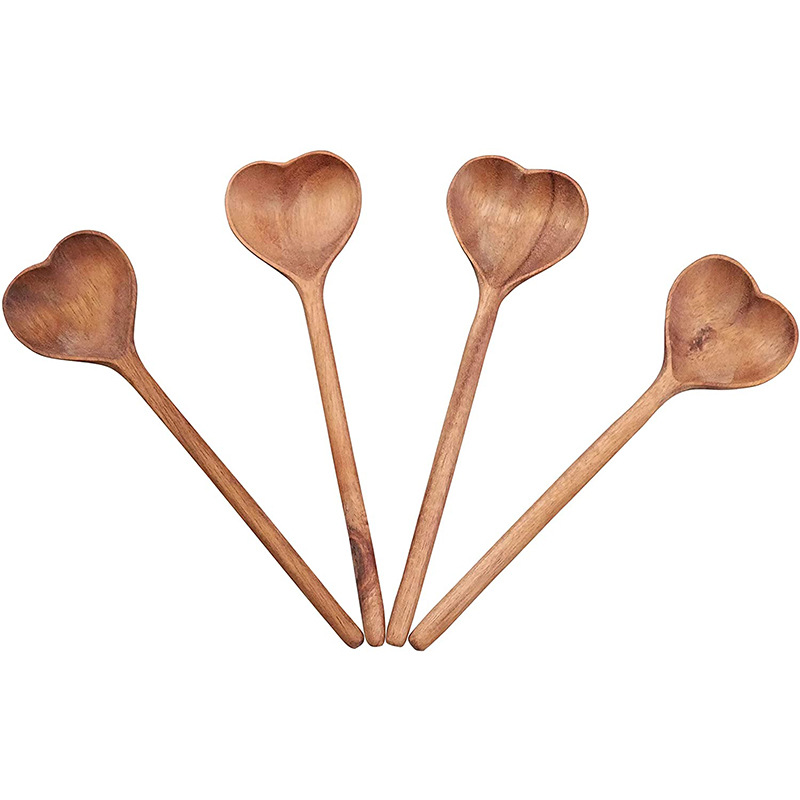 Factory Direct Spoons New Pattern Spoon Valentine's Day Gift Acacia Wood Heart-shaped Spoons