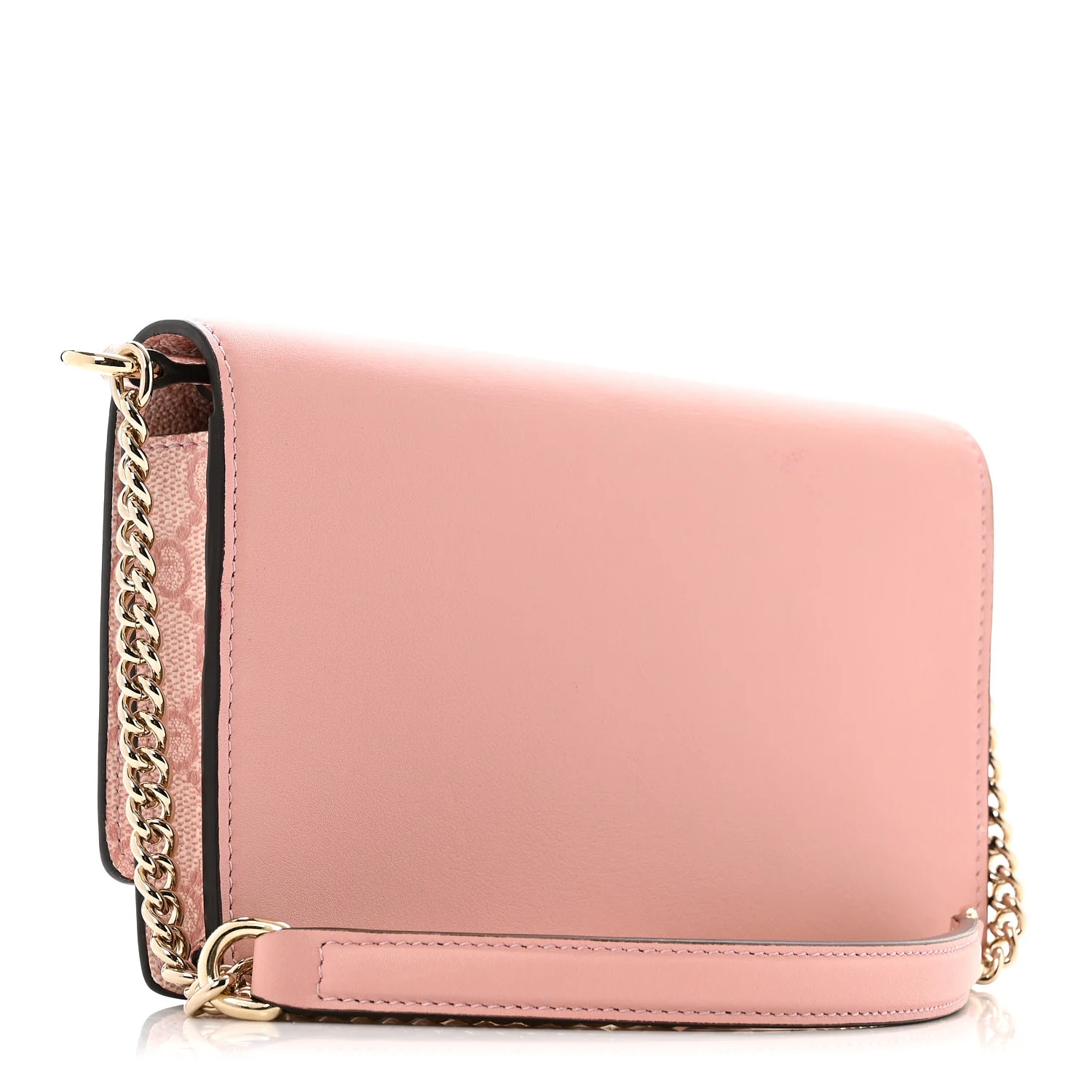 GG Supreme Monogram Textured Calfskin Emblem Wallet On Chain Pink