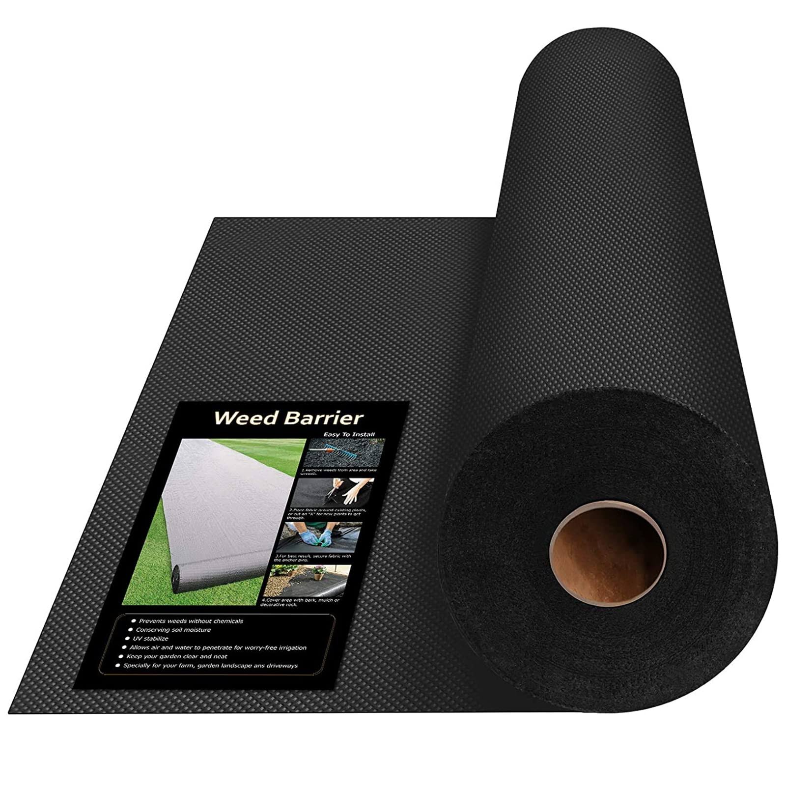 Keeswin 31.5in x 100ft Heavy Duty Garden Weed Barrier, Garden Landscape Fabric Weeds Control for Flower Bed, Mulch, Edging, Garden Stakes, Heavy