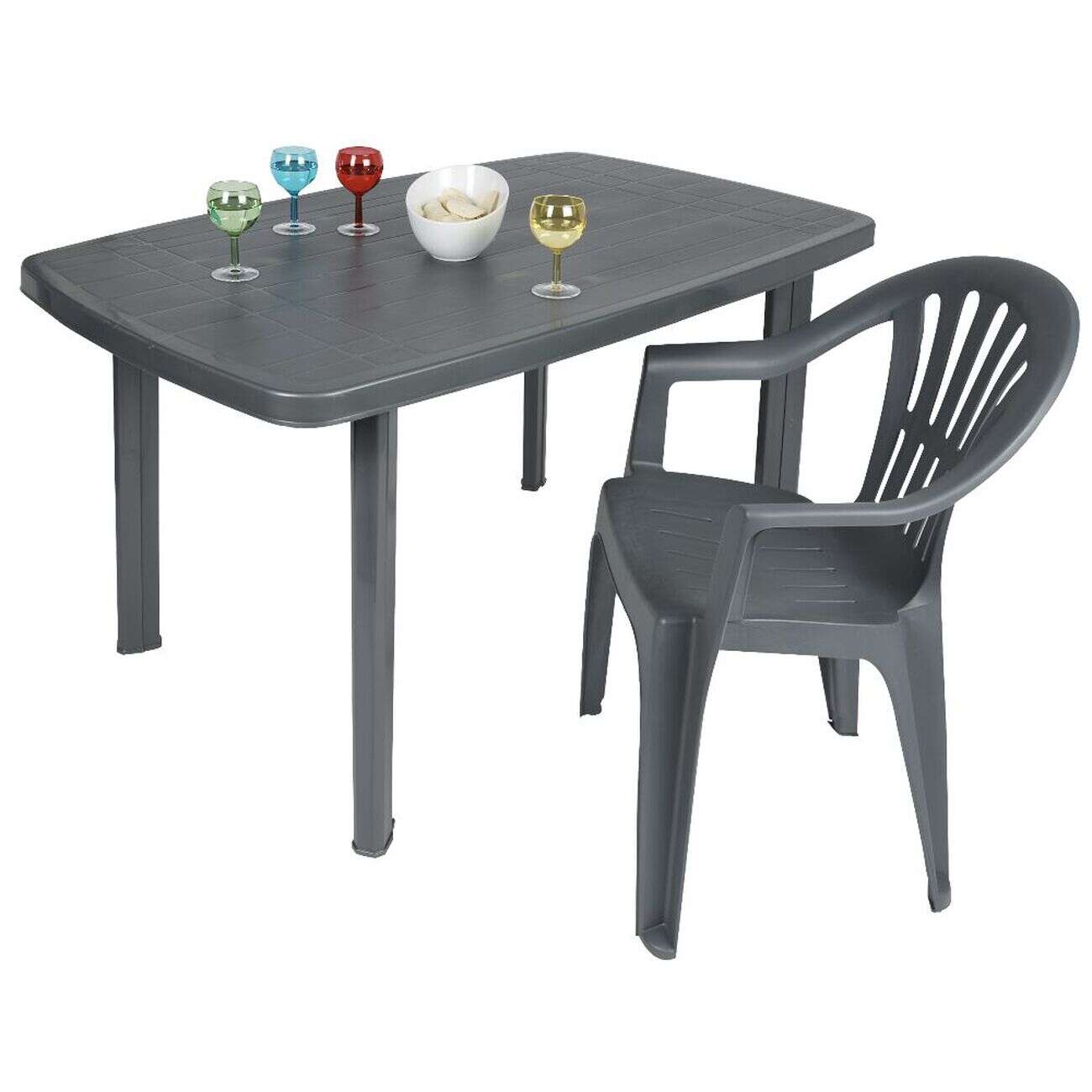 Table de jardin rectangulaire 6 personnes Viva gris foncé 137x72xH85cm