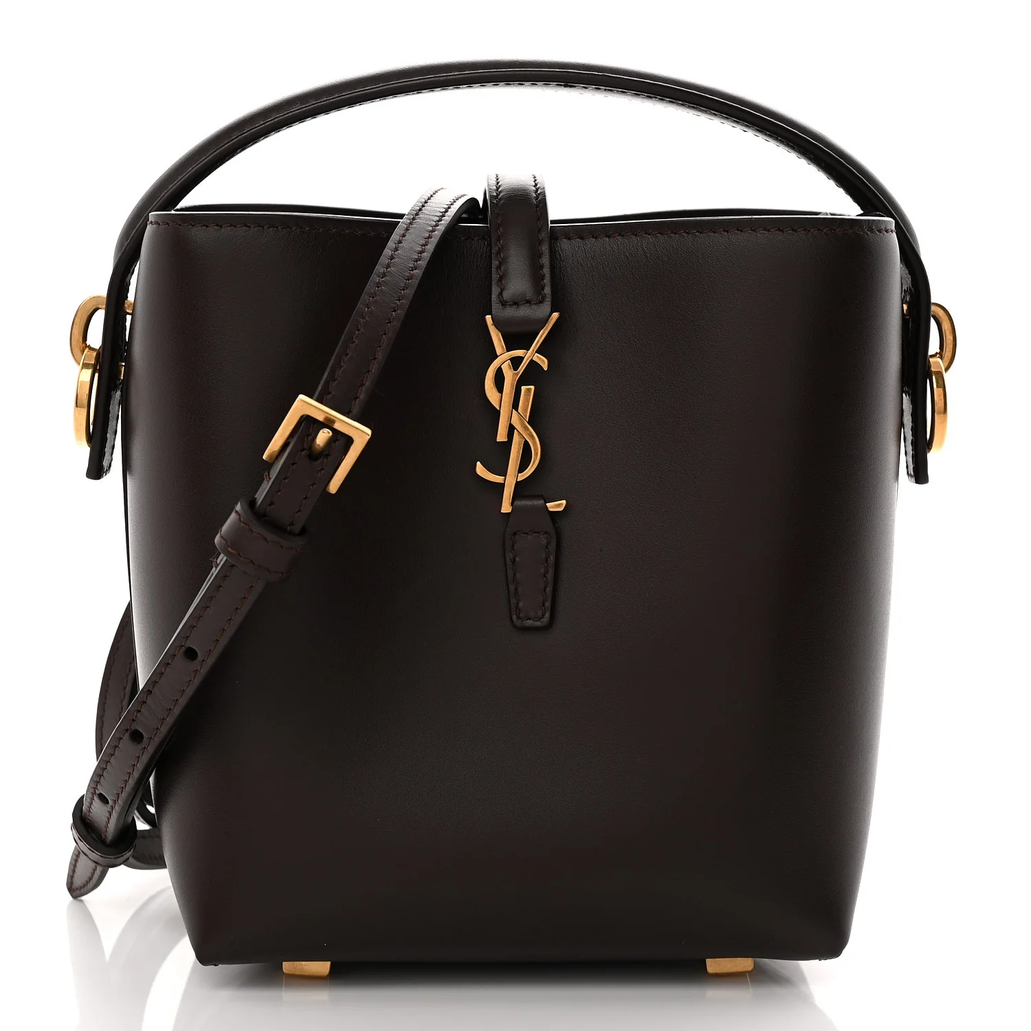 Shiny Calfskin Le 37 Mini Bucket Bag Dark Sweet Chocolate