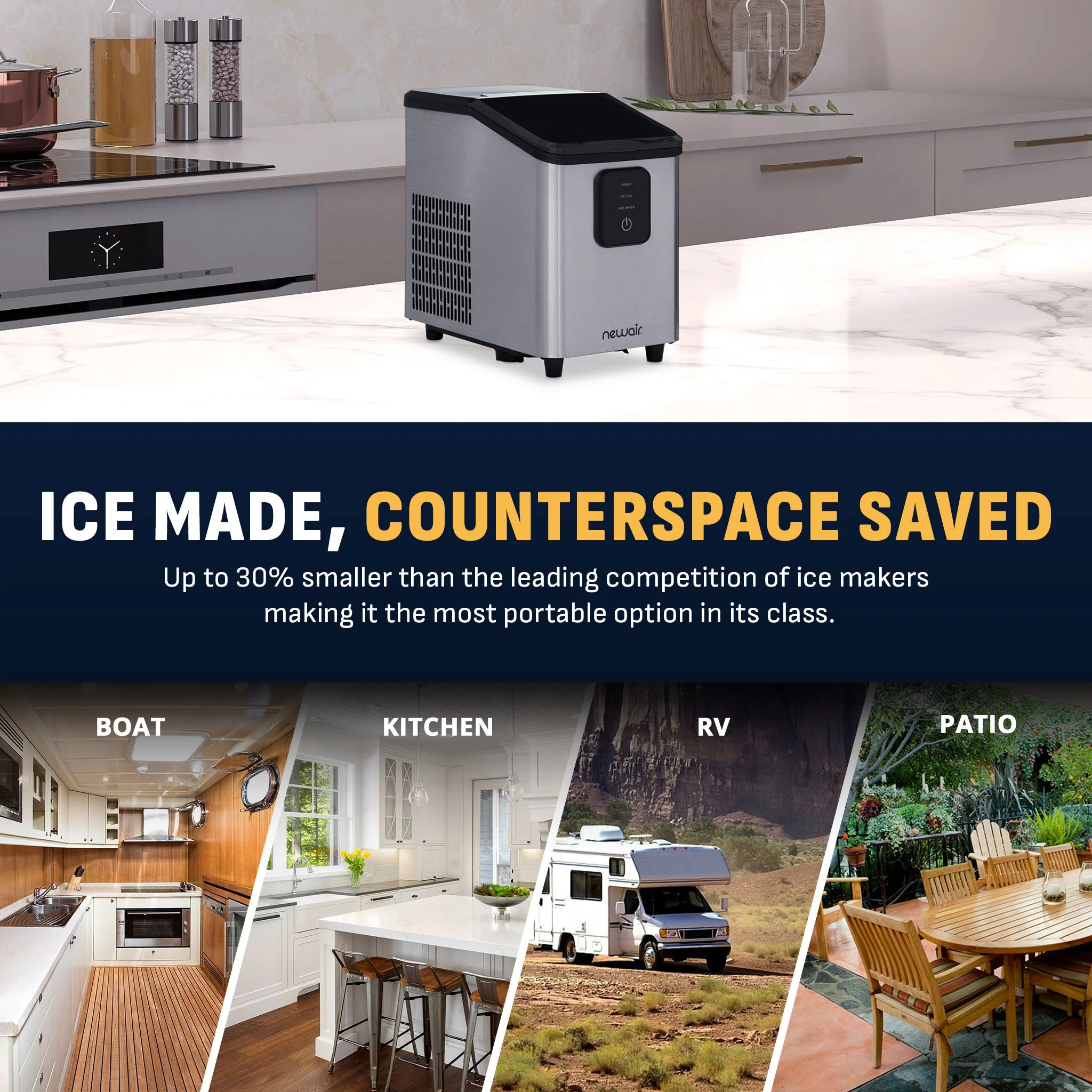 Newair Countertop Ice Maker, Bullet Ice