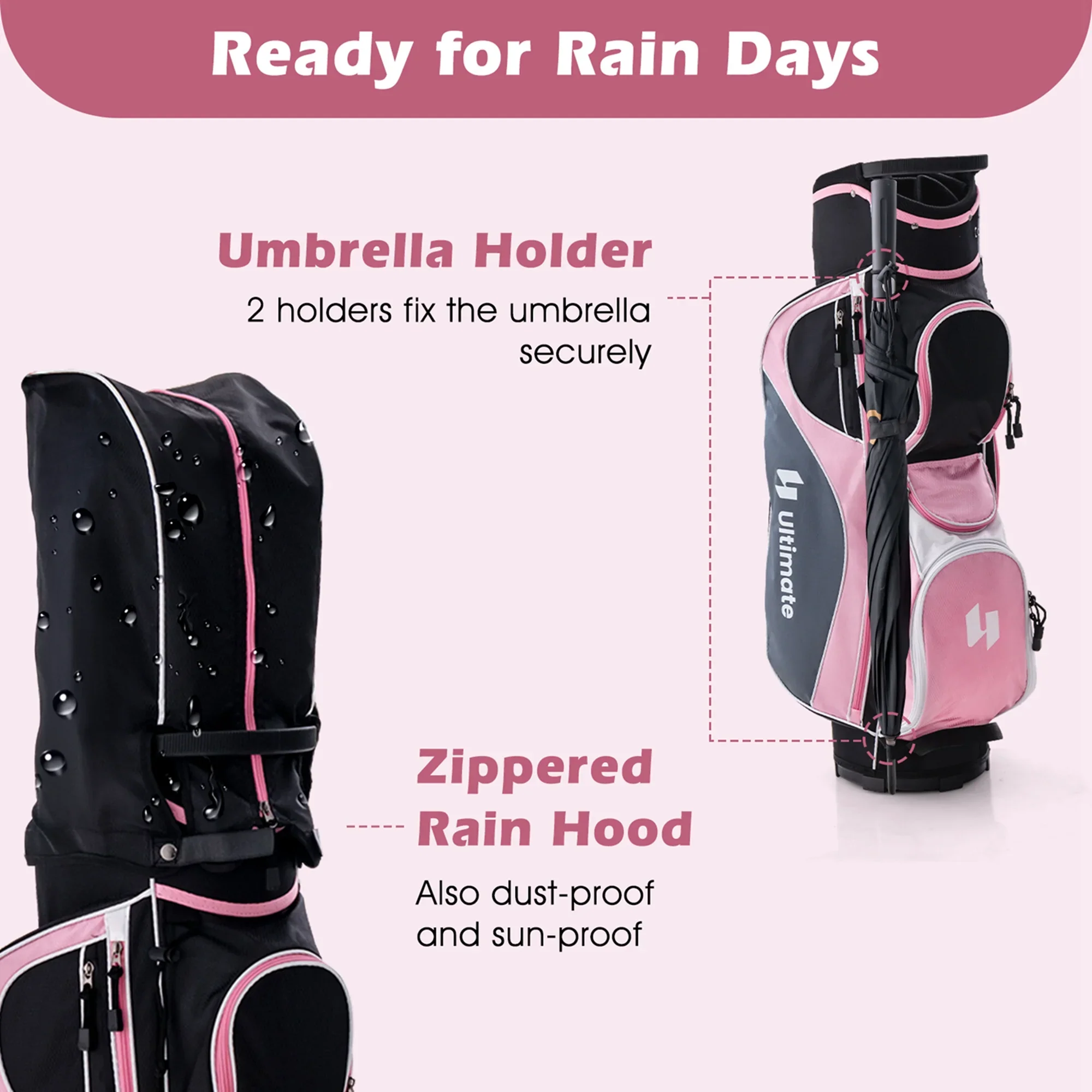 Ultimate Women’s Complete Golf Club Set Golf Club Package Set w/ Rain Hood, Right Hand Purple
