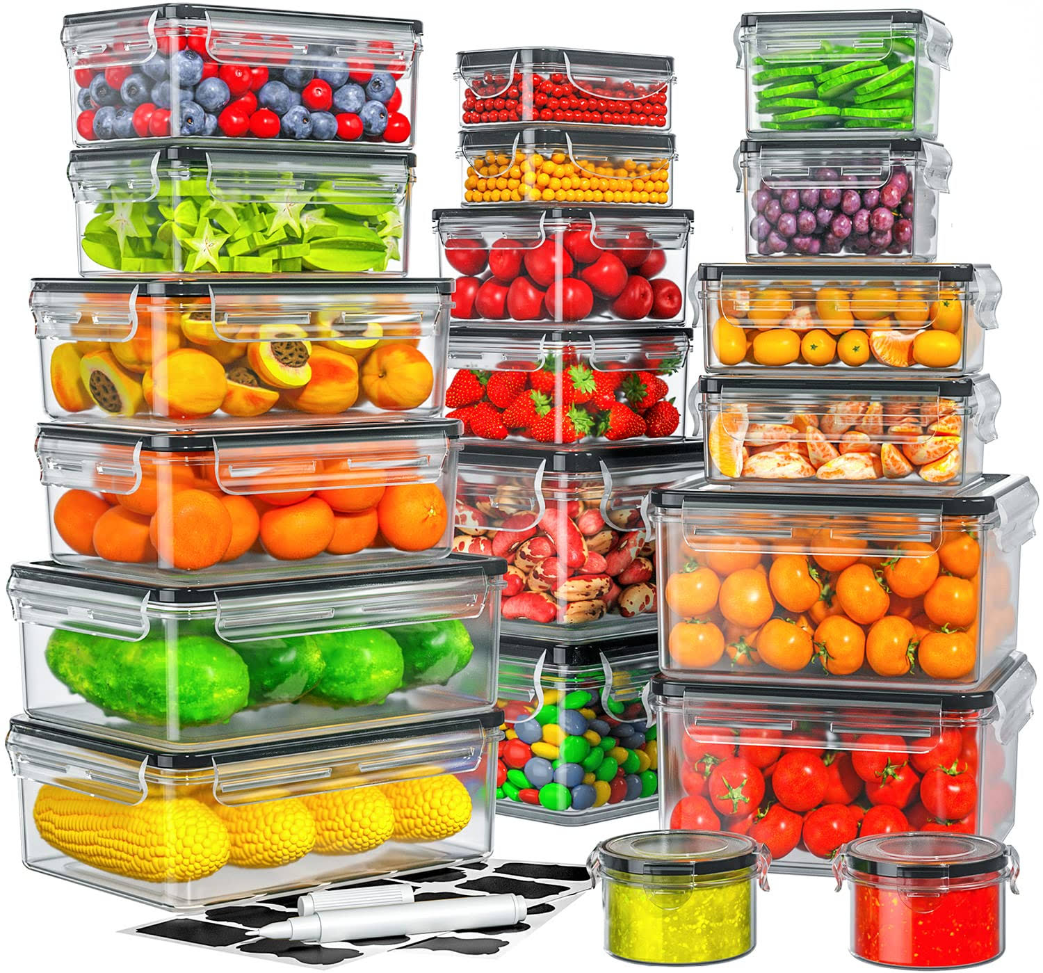 HOMETALL 40 Pcs Food Storage Containers with Lids Airtight 100% Leakproof Plastic Meal-Prep Containers Reusable(20 Containers & 20 Lids)microwave