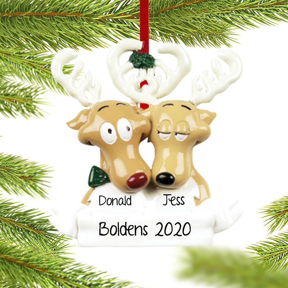 Reindeer Family Personalized Ornament - 2, 3, 4, 5, 6, 7 Family Members