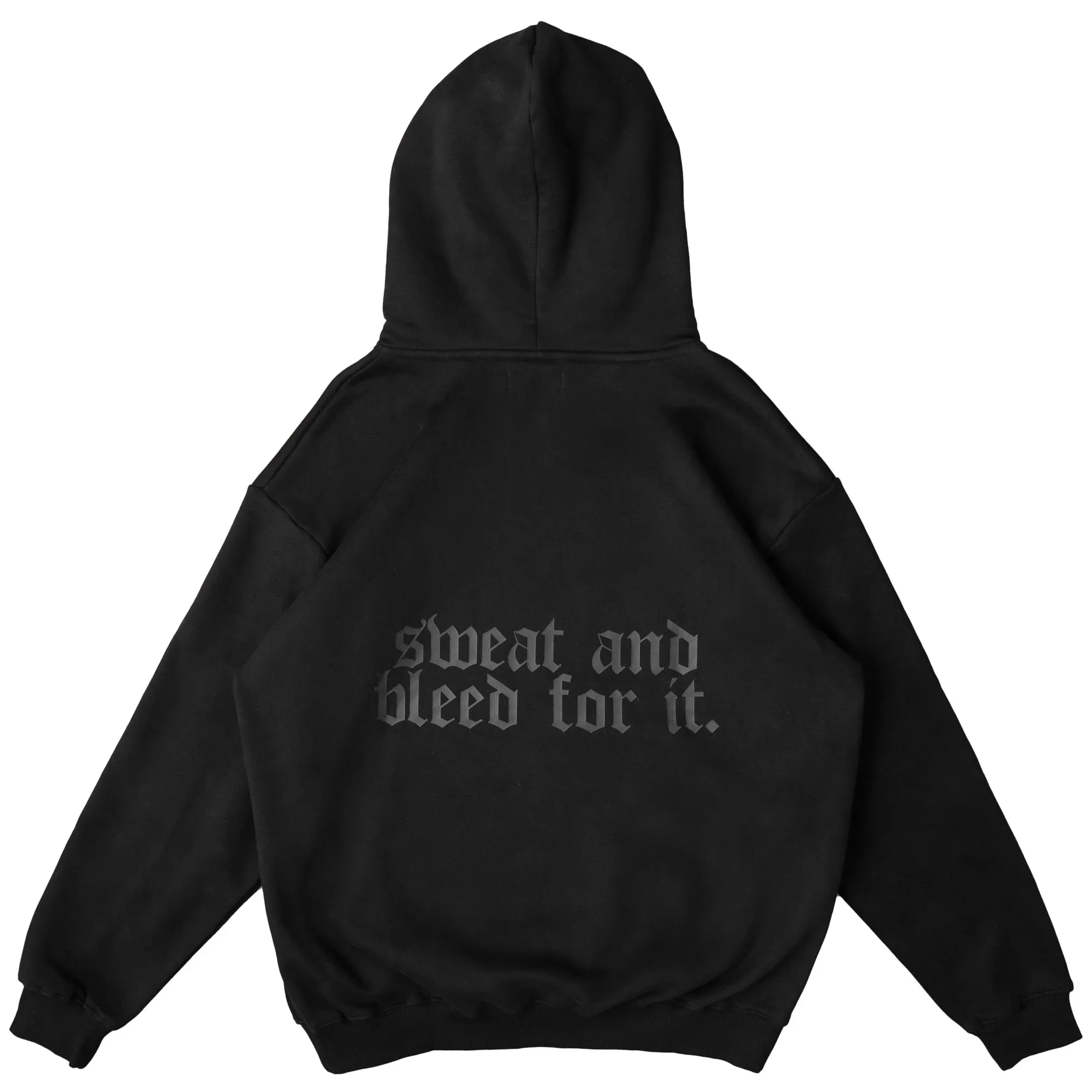 OVERSIZED LUX HOODIE "SWEAT & BLEED" - BLACKOUT