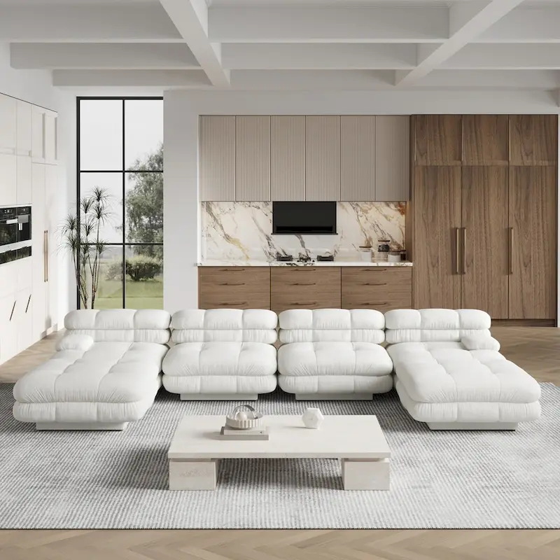 146-Inch U-Shaped Luxury Modular Sectional Sofa - Modern 6-Seat Couch with Chaise Ottomans for Your Living Room