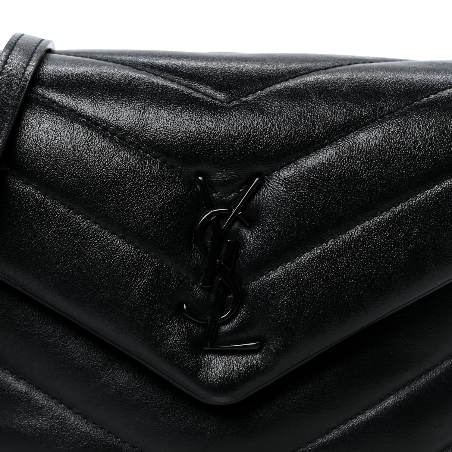 Calfskin Y Quilted Monogram Monochrome Toy Loulou Crossbody Bag Black
