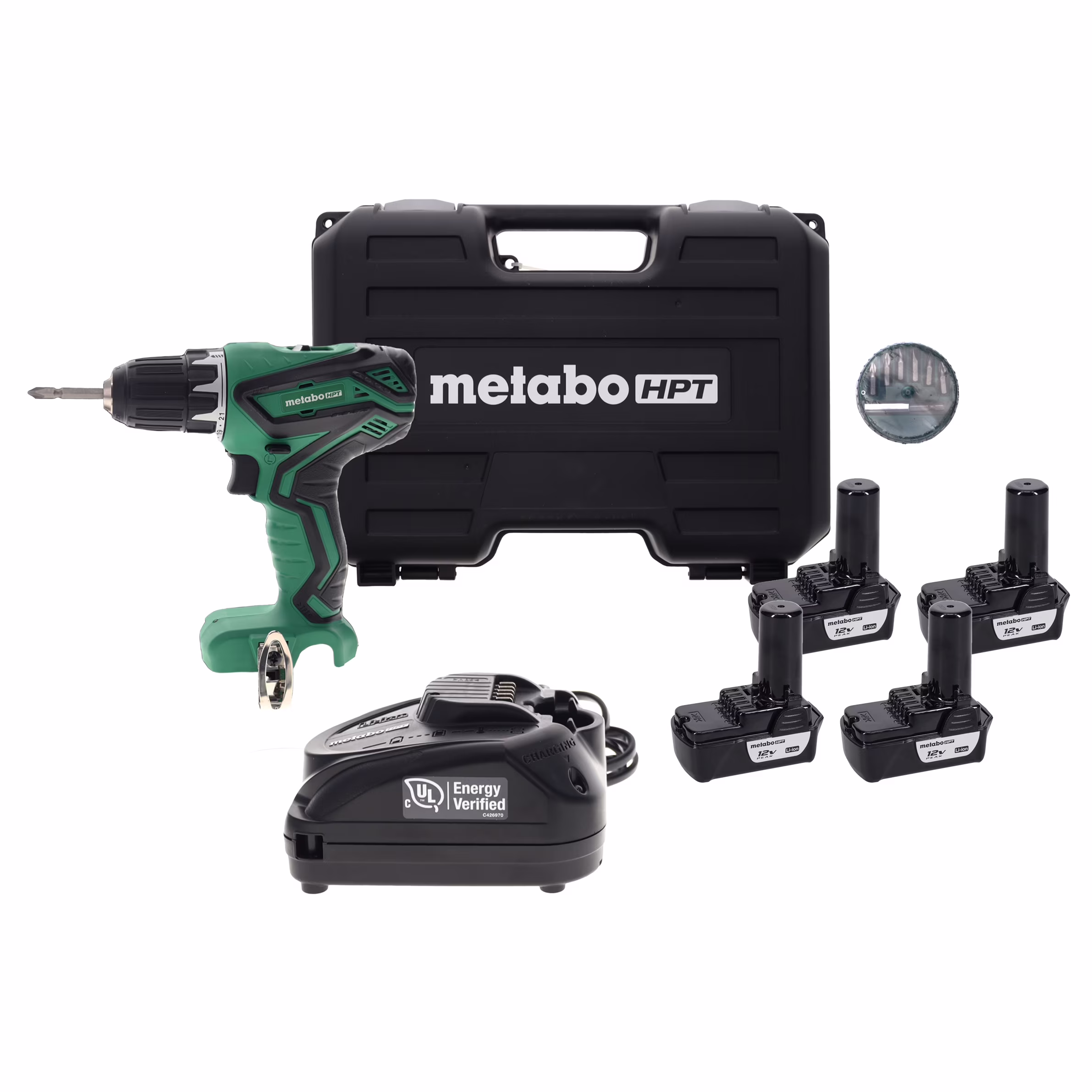 Metabo HPT DS10DFL2 10.8-12V Drill Driver Kit w/ (2) BCL1015S 12V Li-ion Batteries