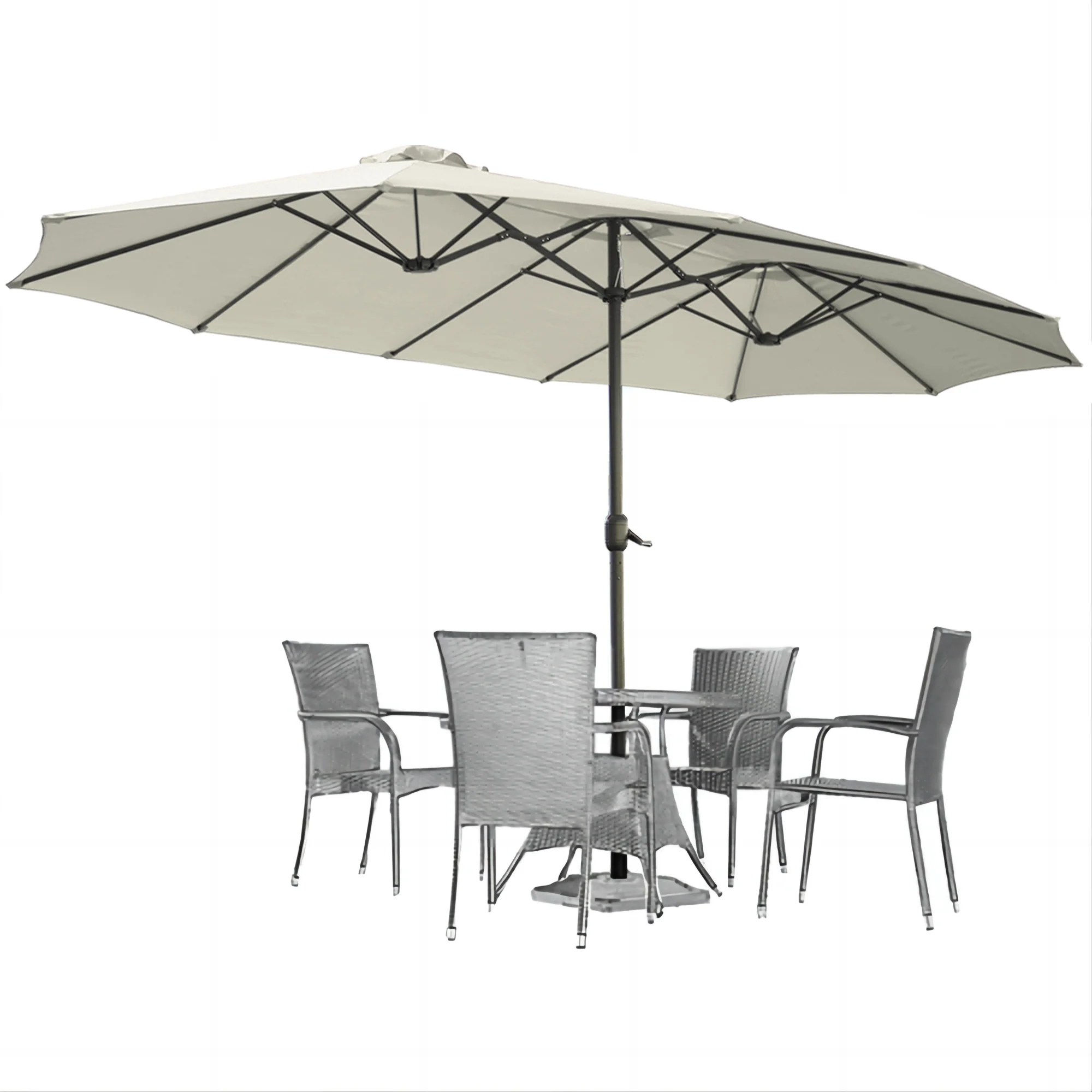 AECOJOY 15x9ft Double-Sided Patio Umbrella, Ivory