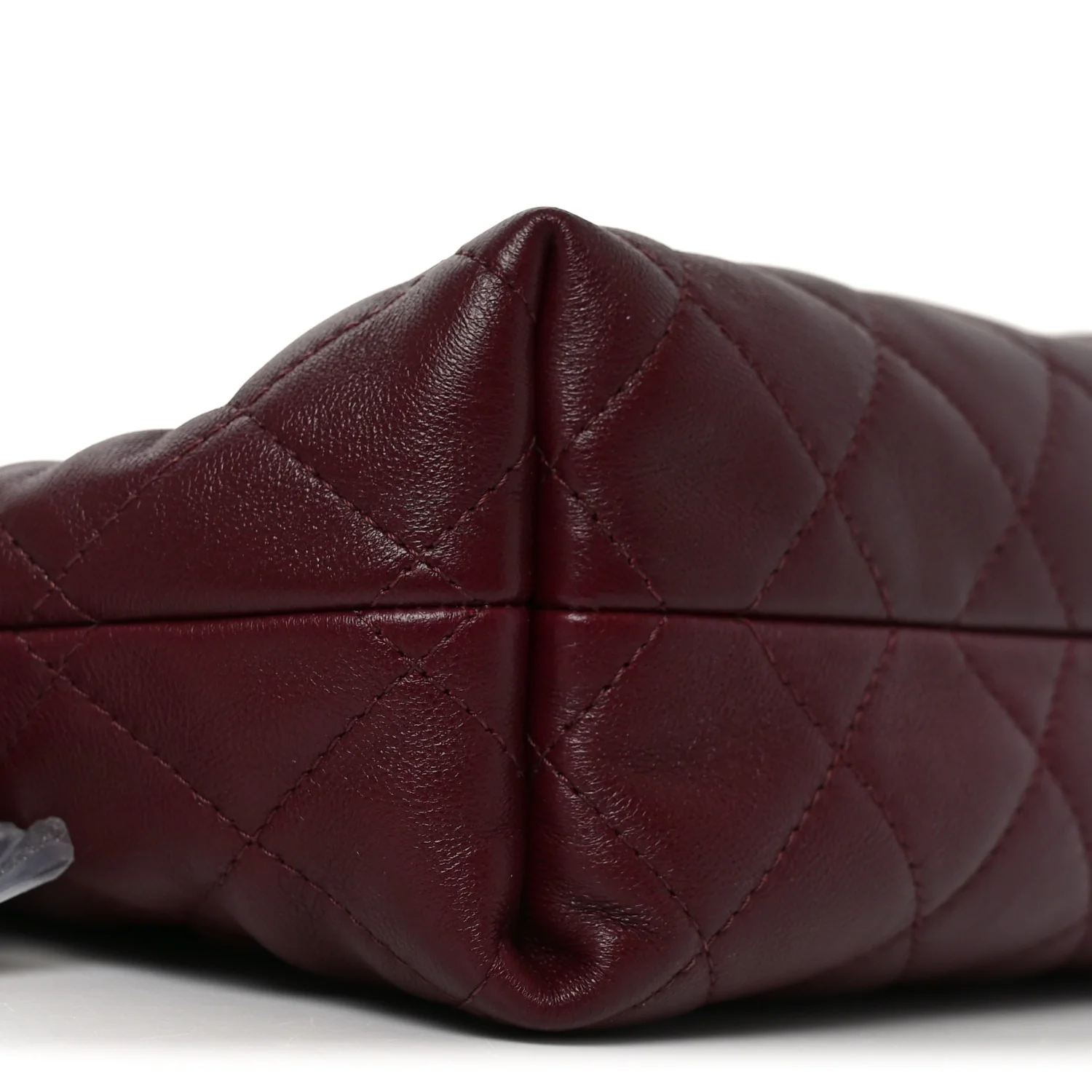 Shiny Calfskin Quilted Clutch With Strap Dark Burgundy