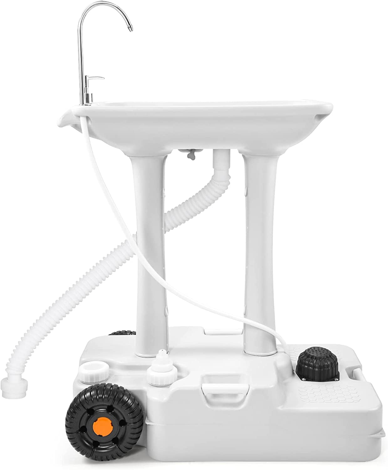 Portable Camping Sink with Rolling Wheels. Hand Washing Station with 30 L Water Capacity. Soap Dispenser. Towel Holder. Ideal for Outdoor Camping