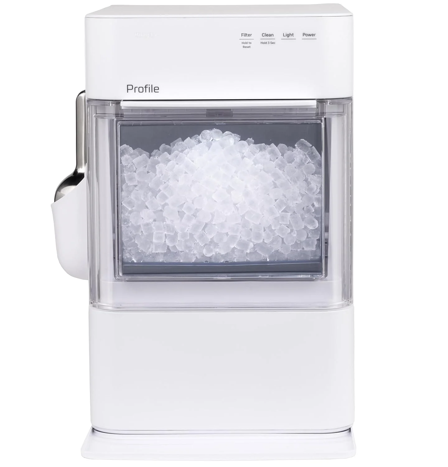 Machine à glaçons GE Profile Opal 2.0 Ultra Nugget avec filtre anticalcaire, pelle incluse, 17 kg en 24 heures, machine à glaçons en granules avec Wi-Fi et connectivité intelligente, acier inoxydable