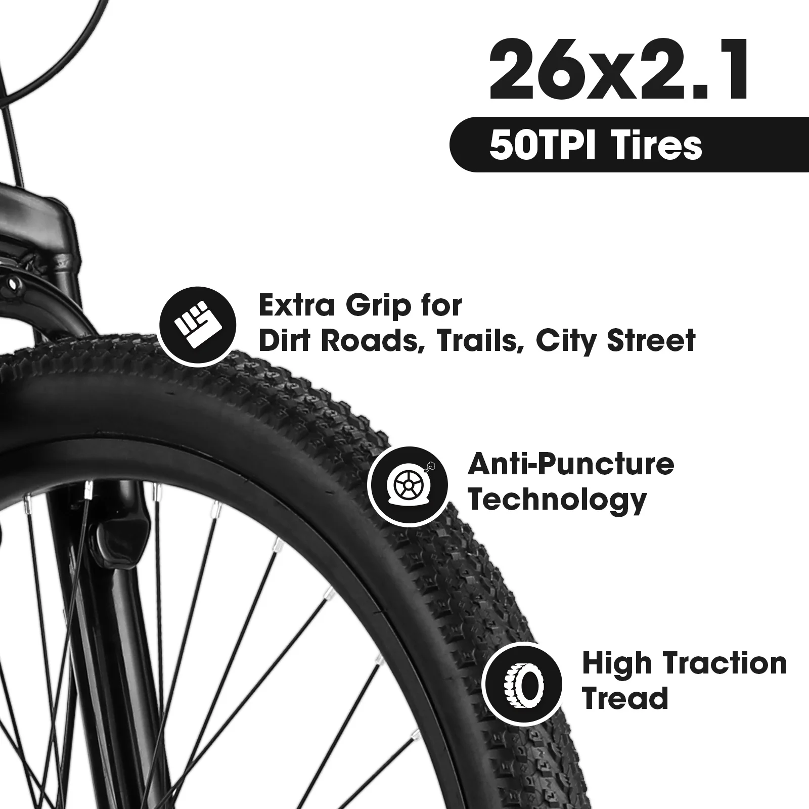 26-Inch Women's Mountain Bike for Youth and Adults, Featuring 21-Speed Shifter and Dual Hand Brakes, White(Classic Bike(White)) - Image 8
