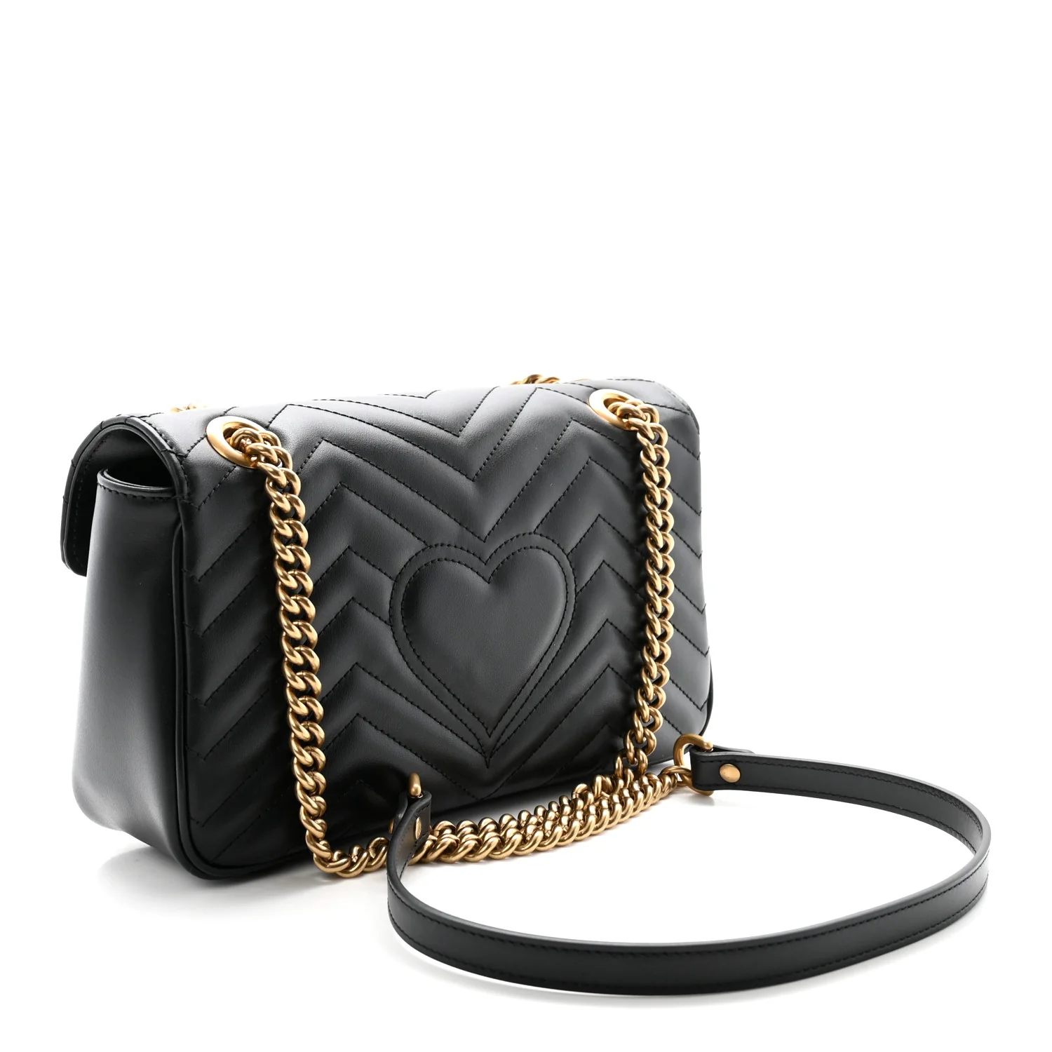Calfskin Matelasse Small GG Marmont Shoulder Bag Black