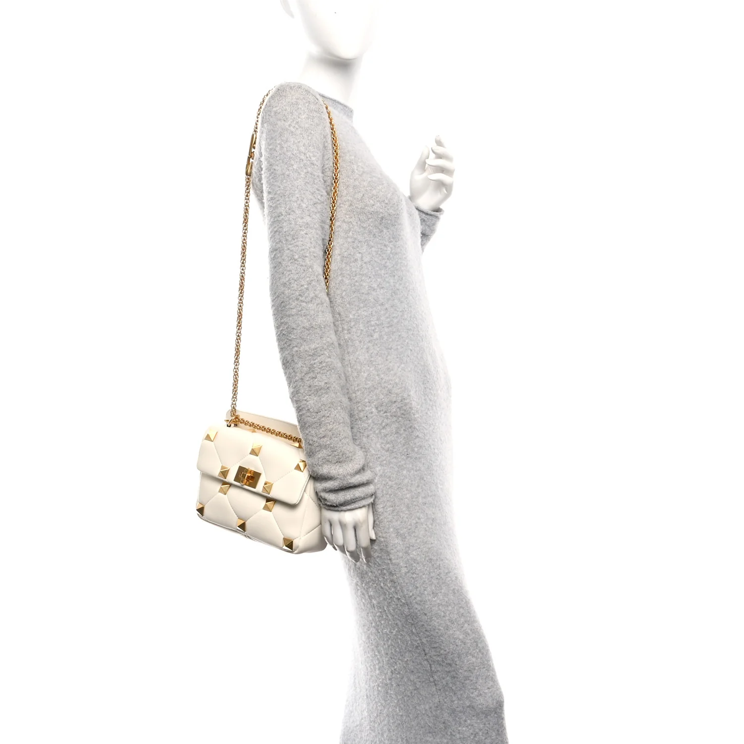 Nappa Medium Roman Stud Shoulder Bag Ivory