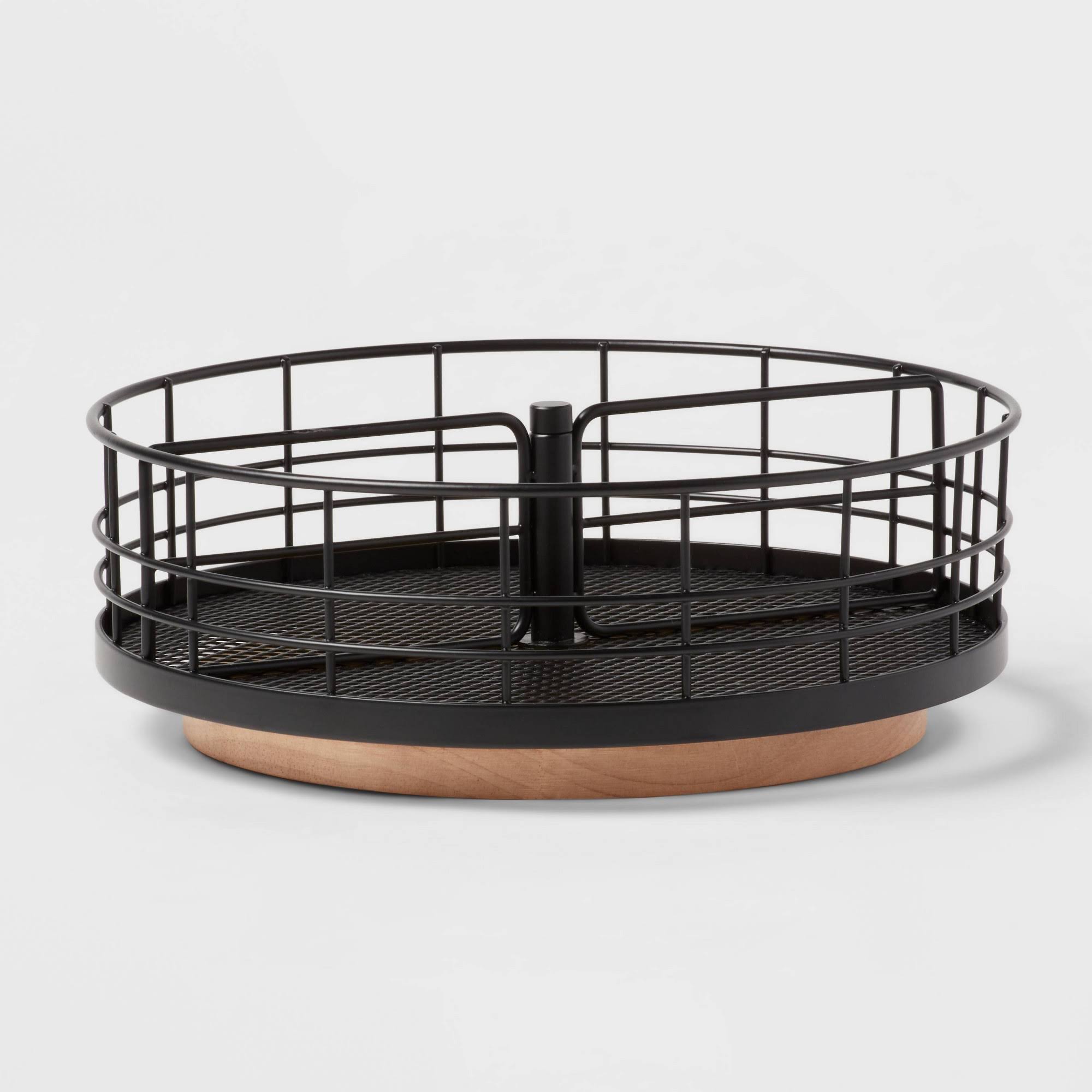 Brightroom Divided Turntable Black Wire with Natural Wood | Target