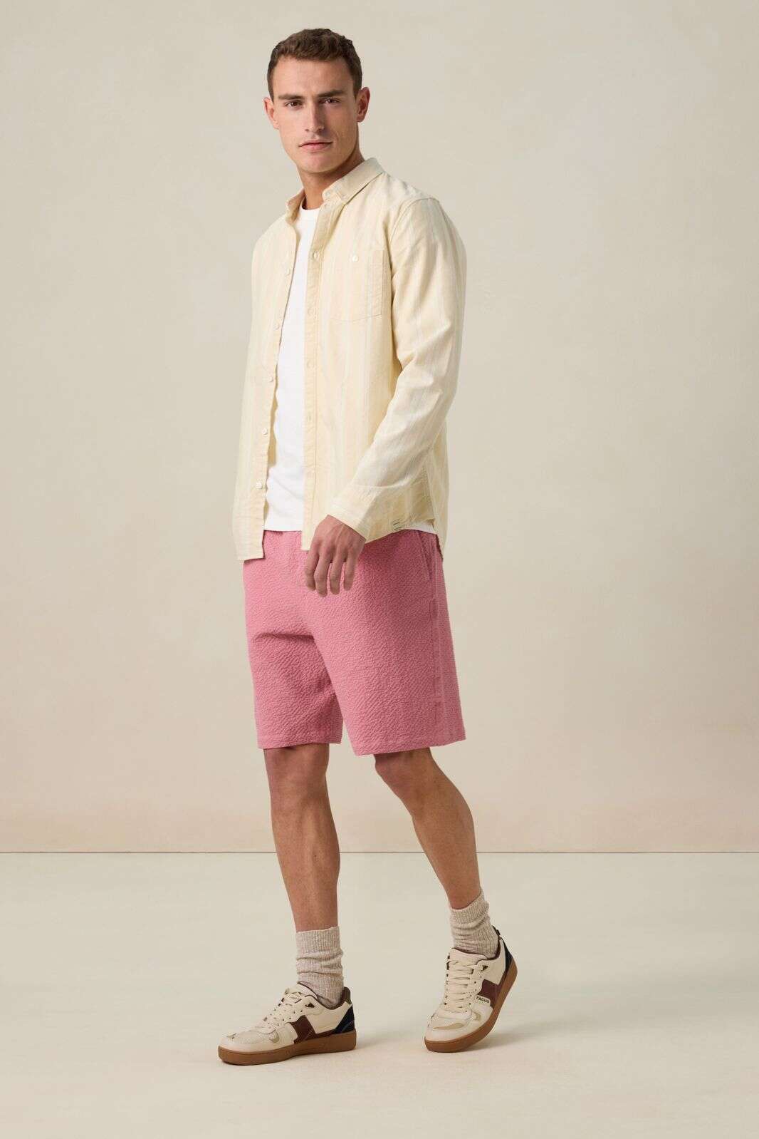 Beige gestreept overhemd