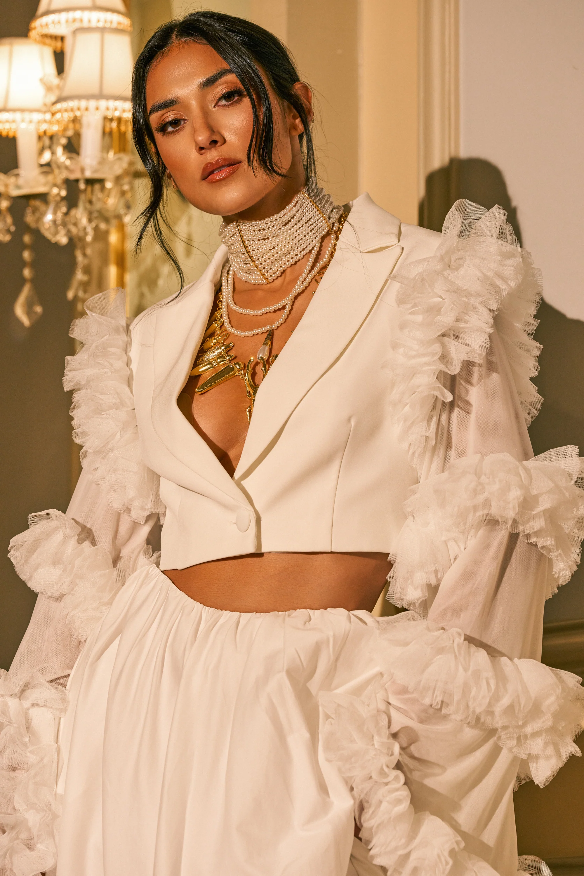FLORA RUFFLE SLEEVE BLAZER - Akira Store