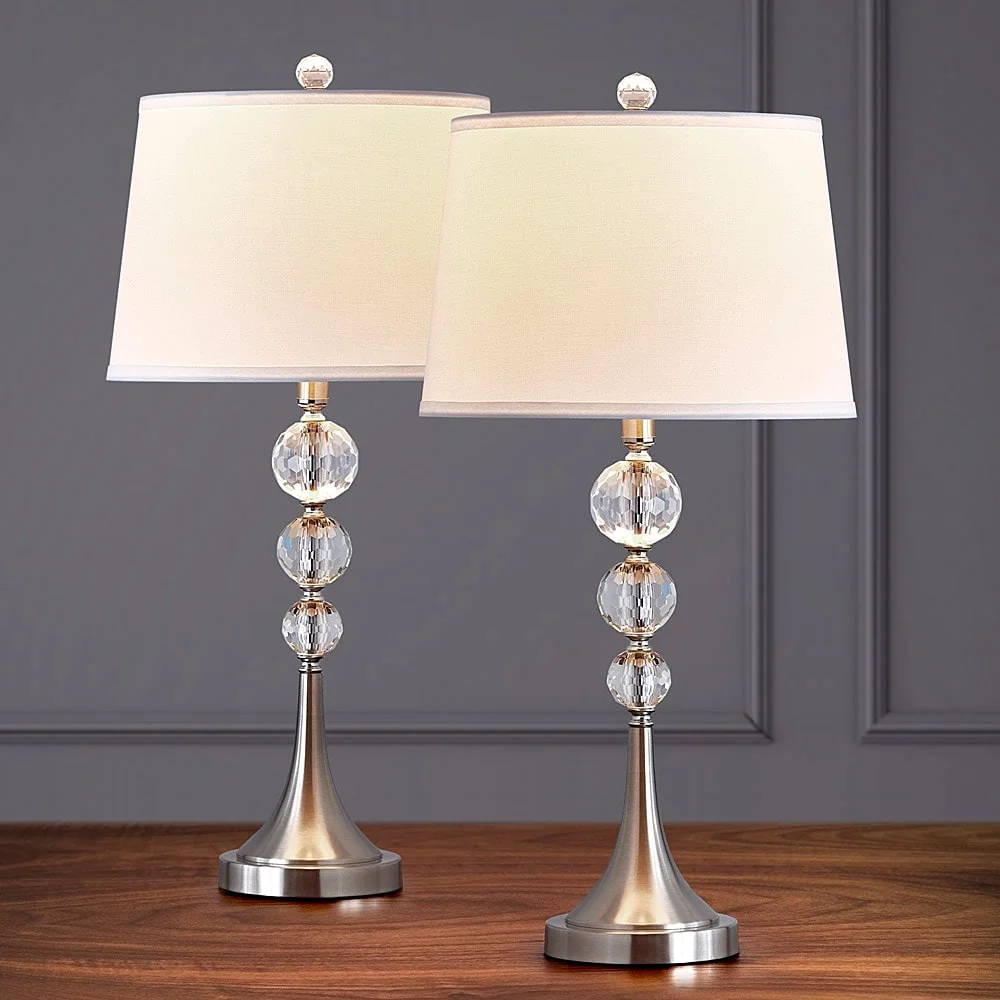 Madison 27-inch Crystal Ball Metal Table Lamp (Set of 2) Brushed Nickel(Brushed Nickel) - Image 3