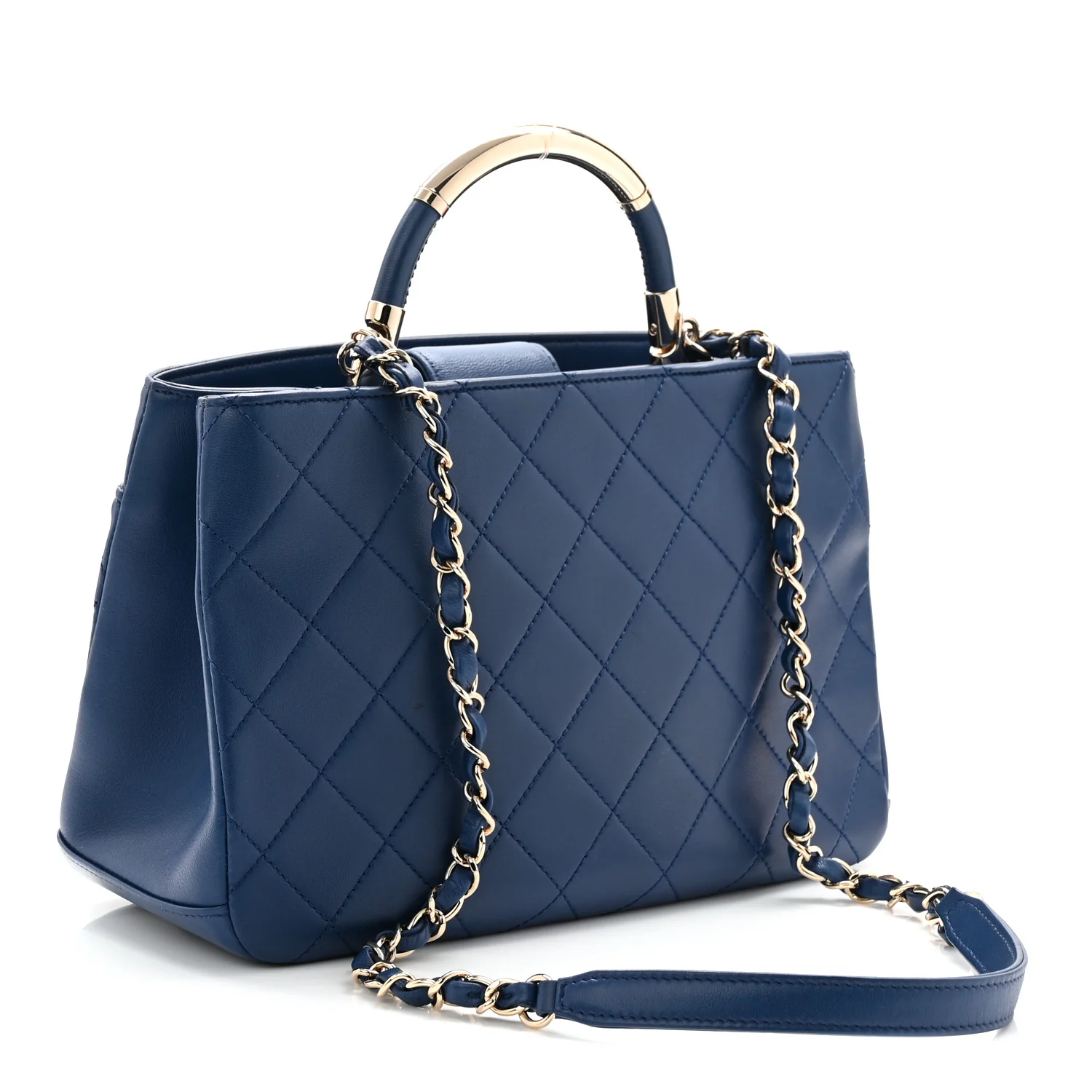 Lambskin Carry Chic Shopping Tote Blue