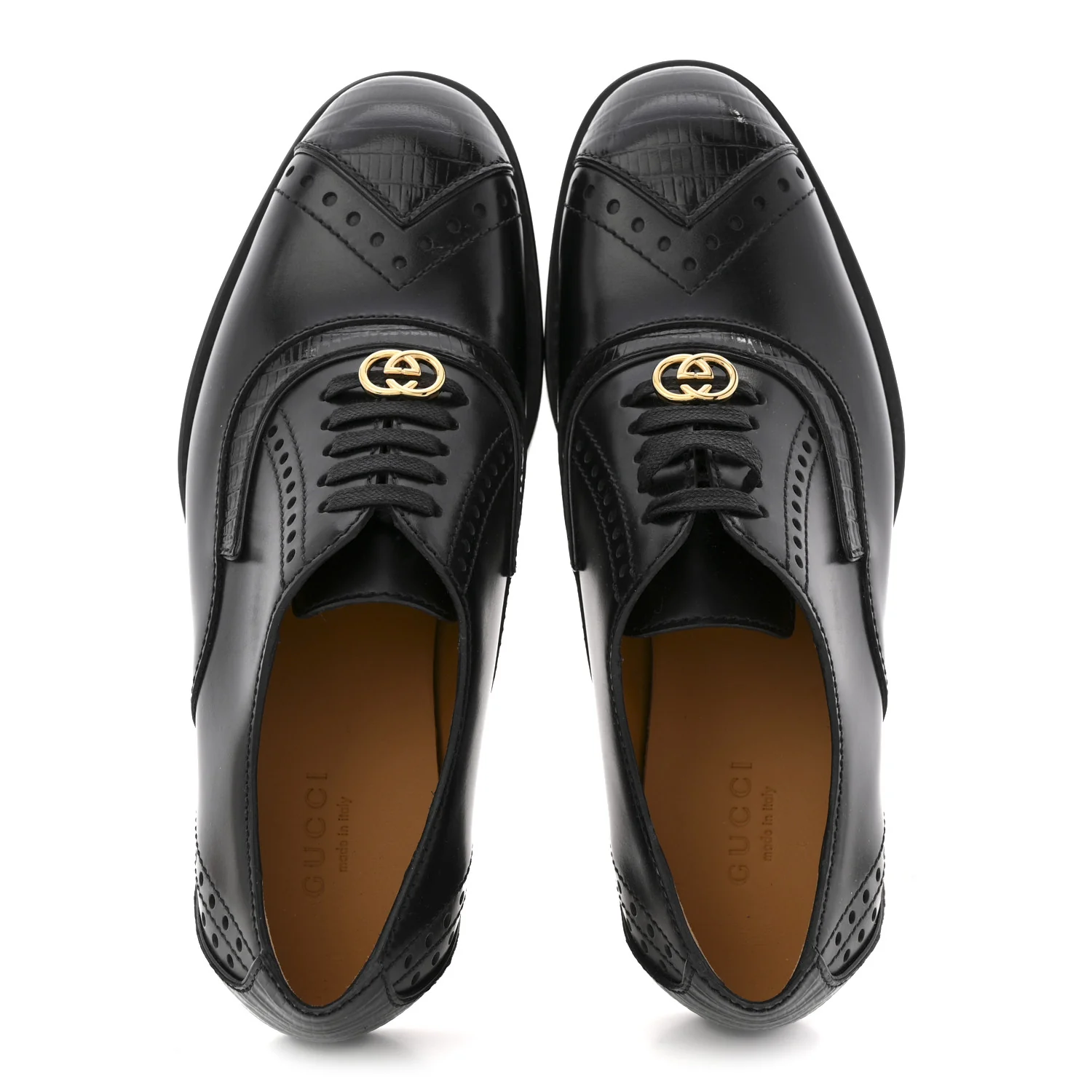 Glossy Calfskin Tejus Womens Lace Up Loafers 35 Black