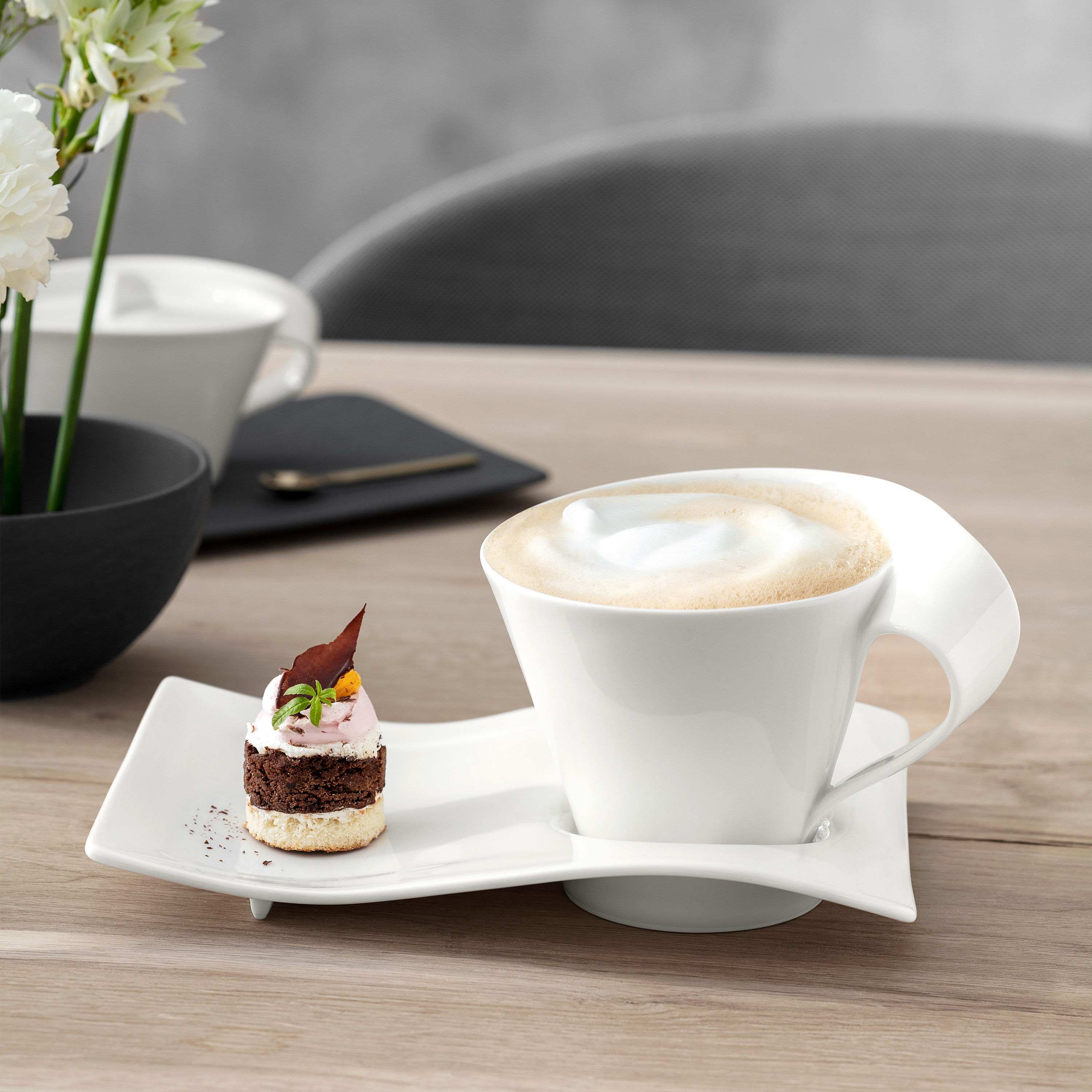 NewWave Cappuccino cup - White, 8.8 oz, Premium Porcelain