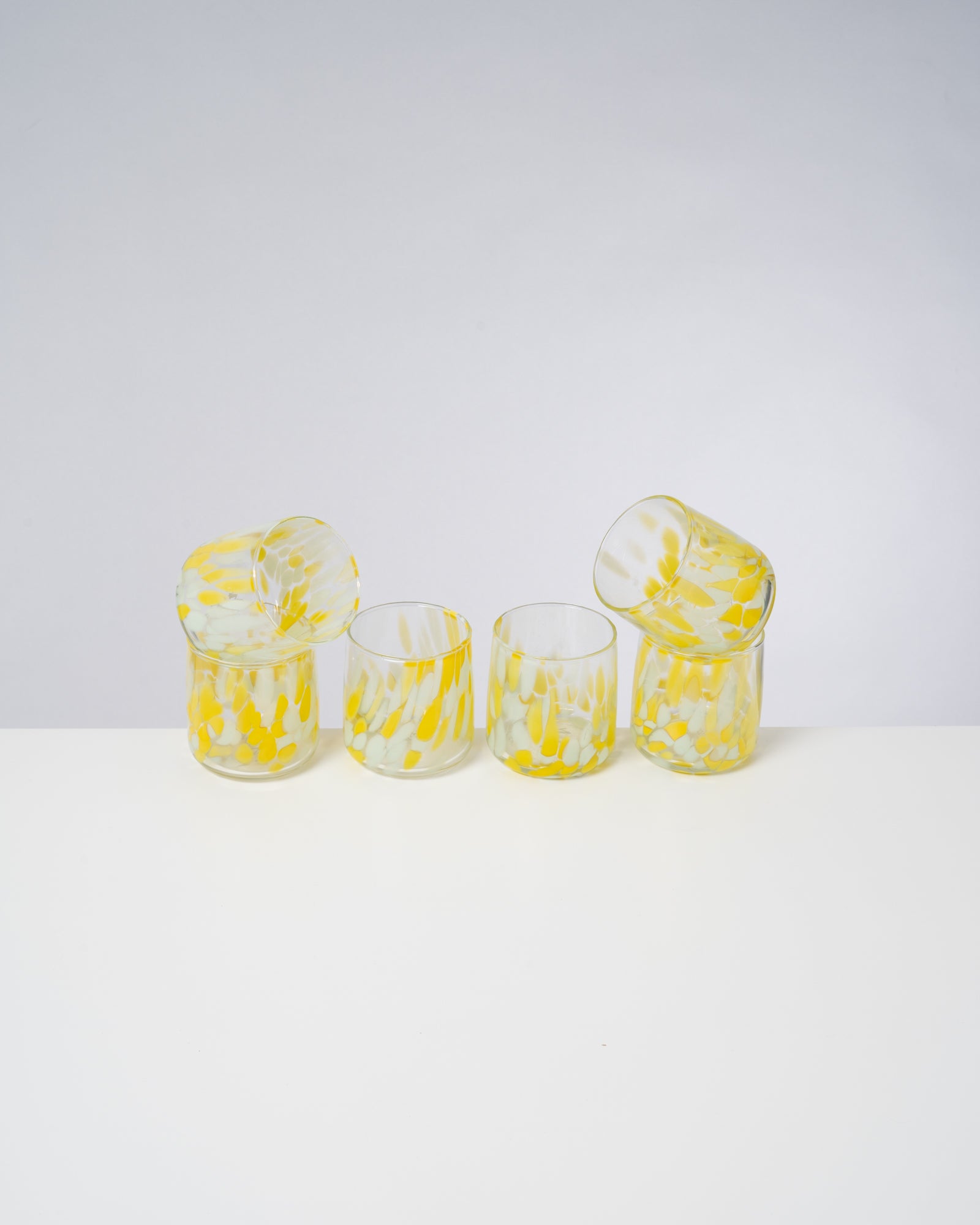 ALEGRIA - SMALL GLASS YELLOW SAND SET OF 6