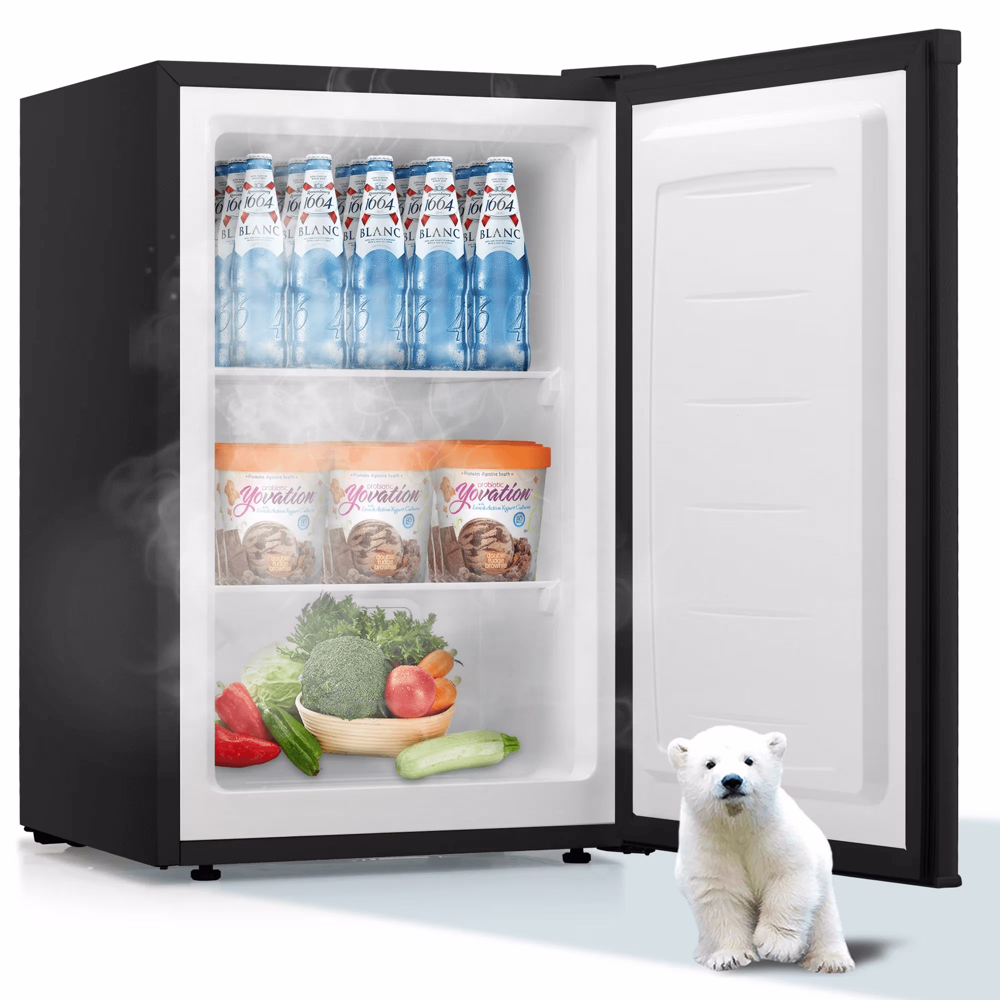 Upright Freezer, Energy Saving 3.0 Cu.ft Single Door Compact Upright Freezer with Reversible Door(Black)(Black)