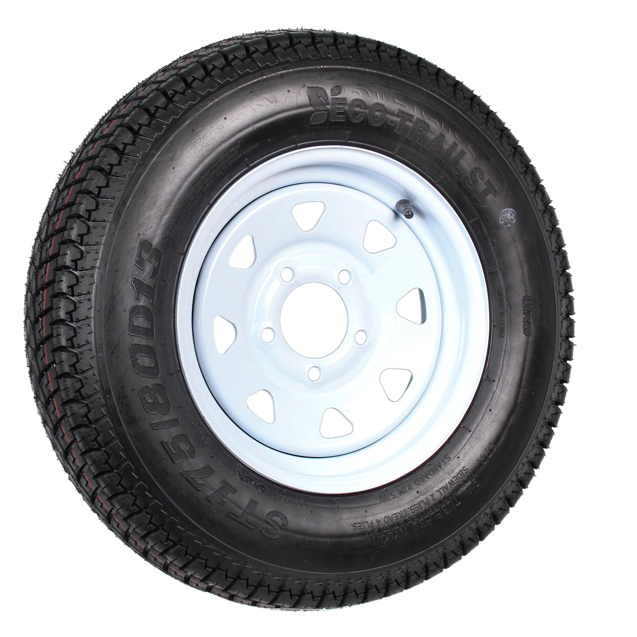 Pneus de remorque 2 pièces ST175/80D13 175/80 13 B78-13 LRC 5 trous, jantes à rayons blancs