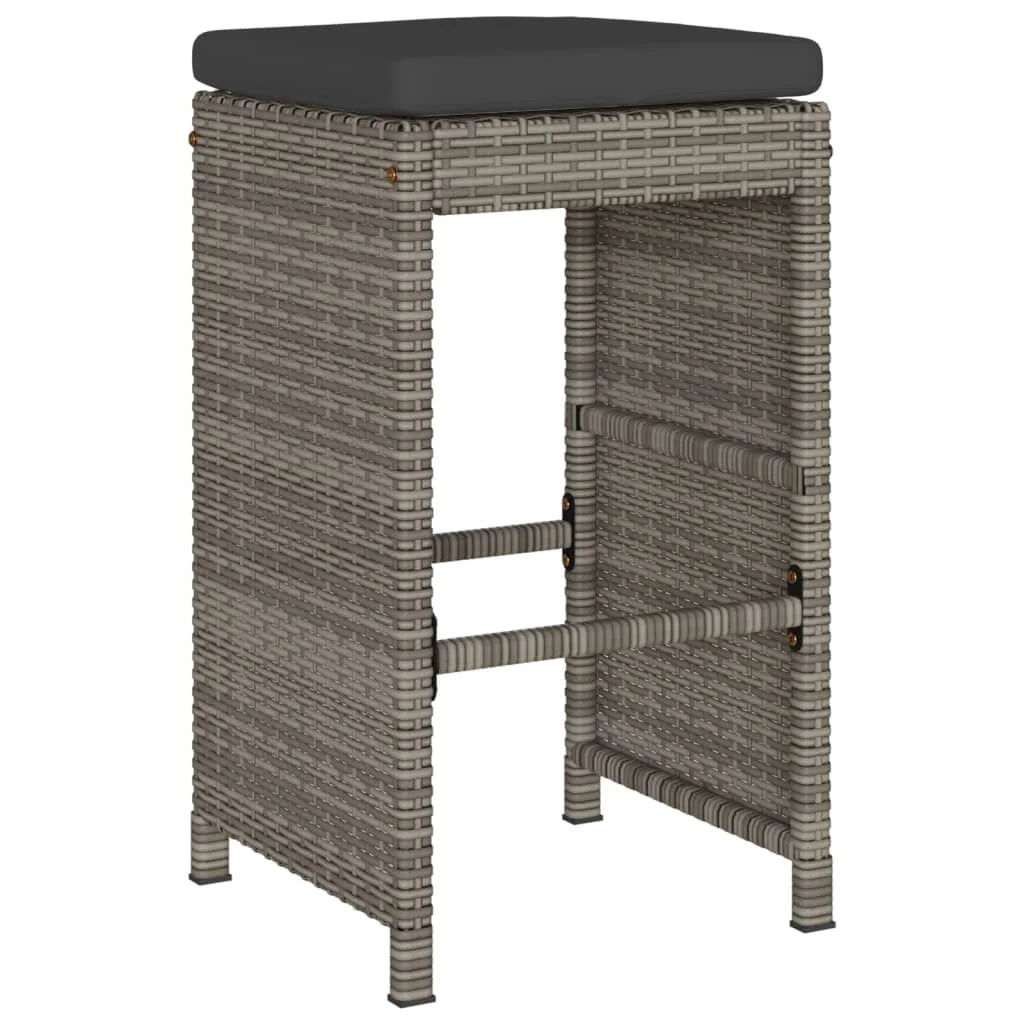 vidaXL Patio Bar Stools with Cushions Pub Chair Seating Poly Rattan garden