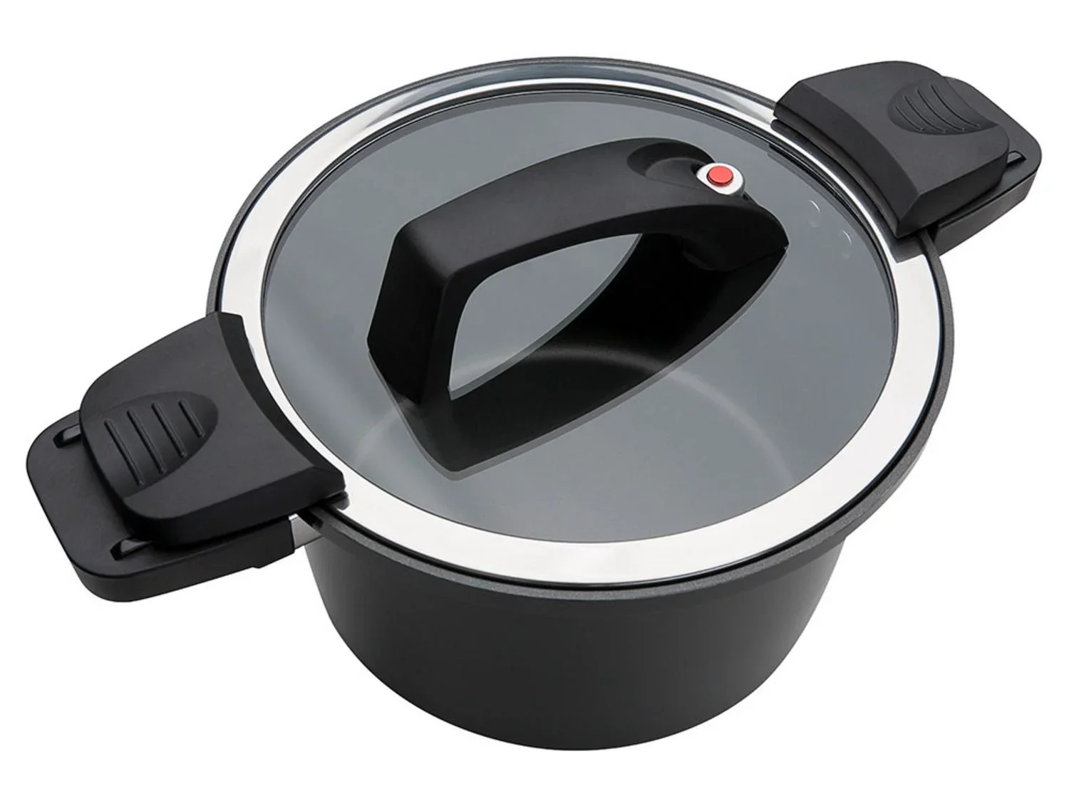 Casserole basse consommation GSW, couvercle en verre avec soupape  vapeur, en aluminium, revtement anti-adhsif